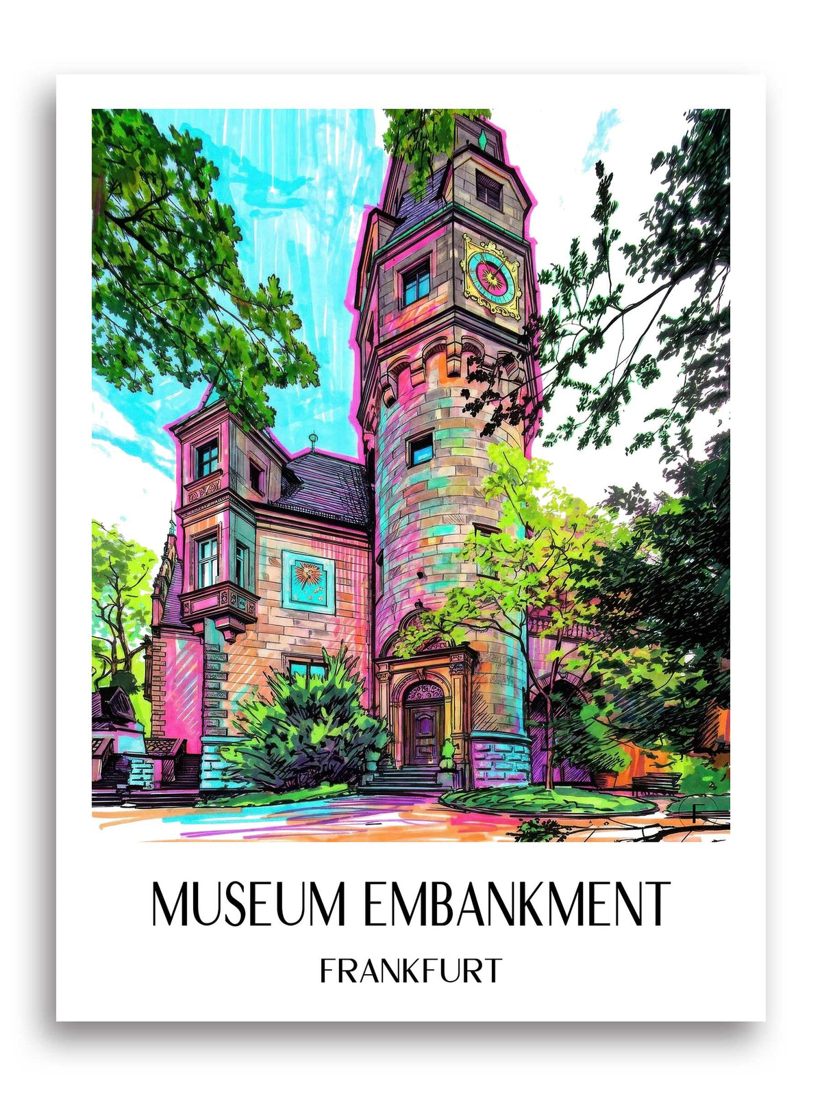 Museumsufer Poster - Frankfurt - Deutschland Kunstdruck - Tag Graffiti von A4 bis A1 - favplace