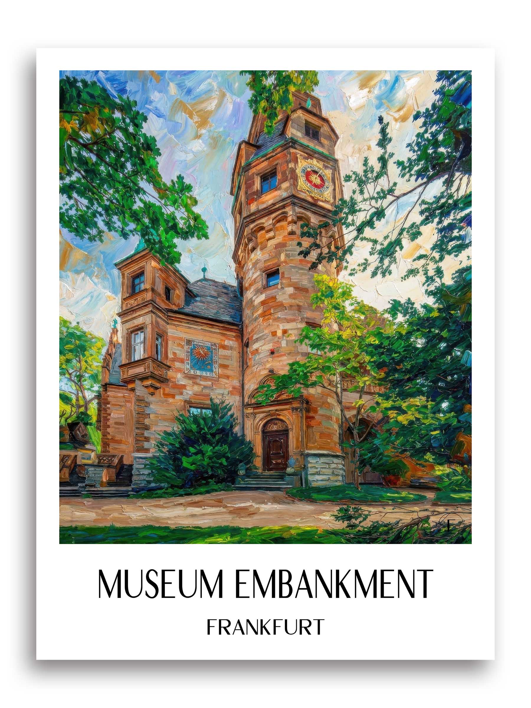 Museumsufer Poster - Frankfurt - Deutschland Kunstdruck - Ölgemälde von A4 bis A1 - favplace