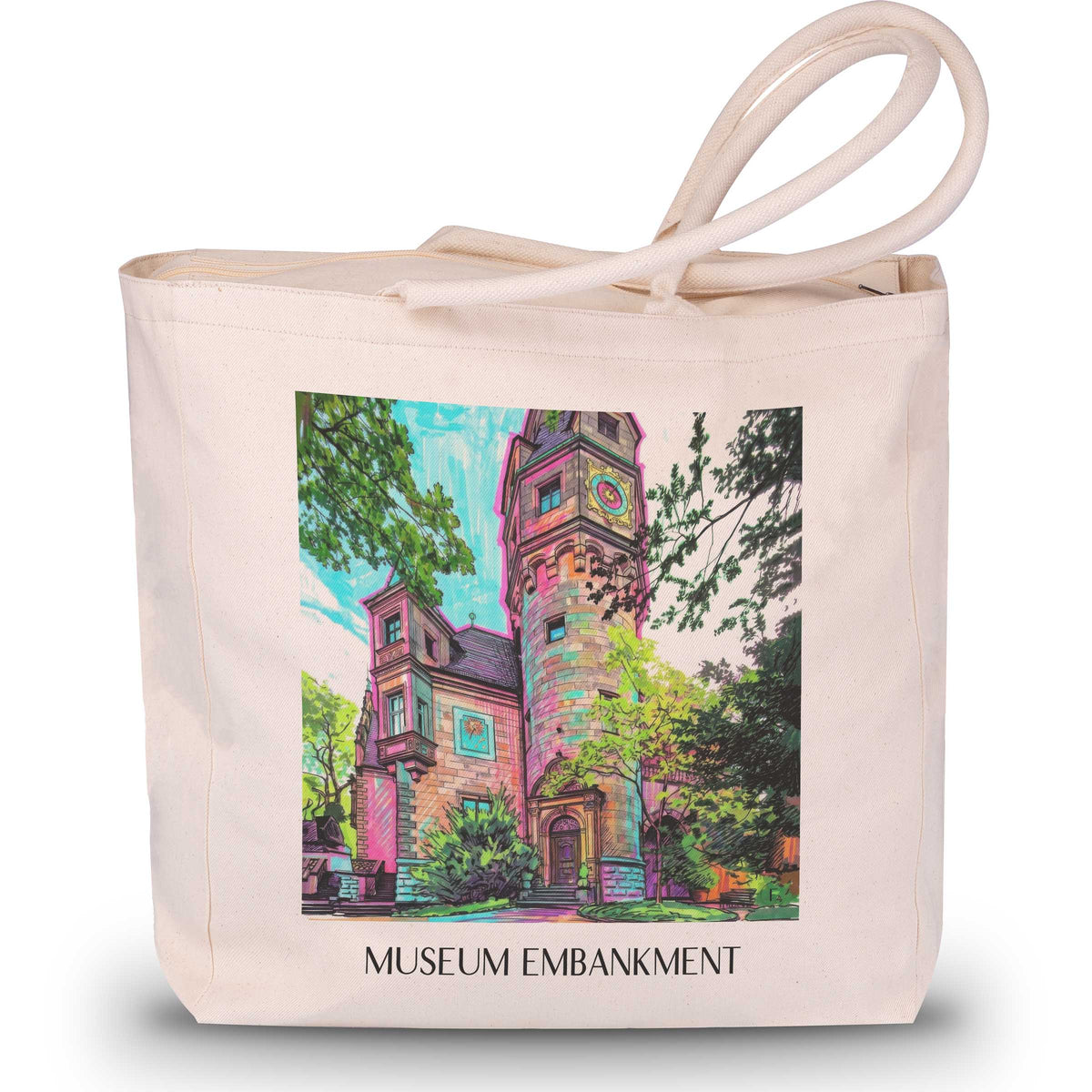 Museumsufer Shopping Tasche - Frankfurt - Deutschland Tote Bag - Einkaufstasche im Tag Graffiti Stil - favplace