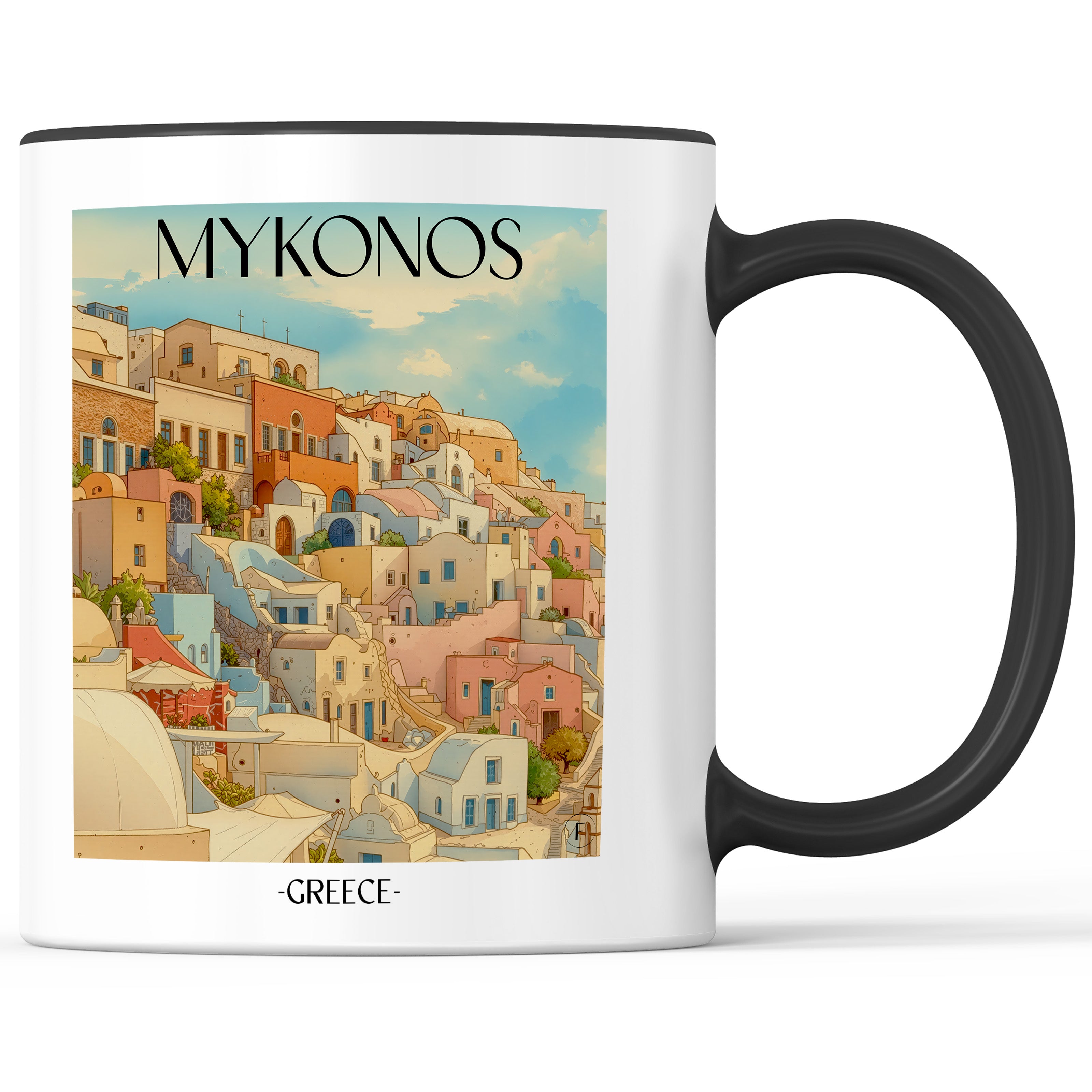 Mykonos - Griechenland Becher - Kaffeetasse im Aquarell Stil - favplace