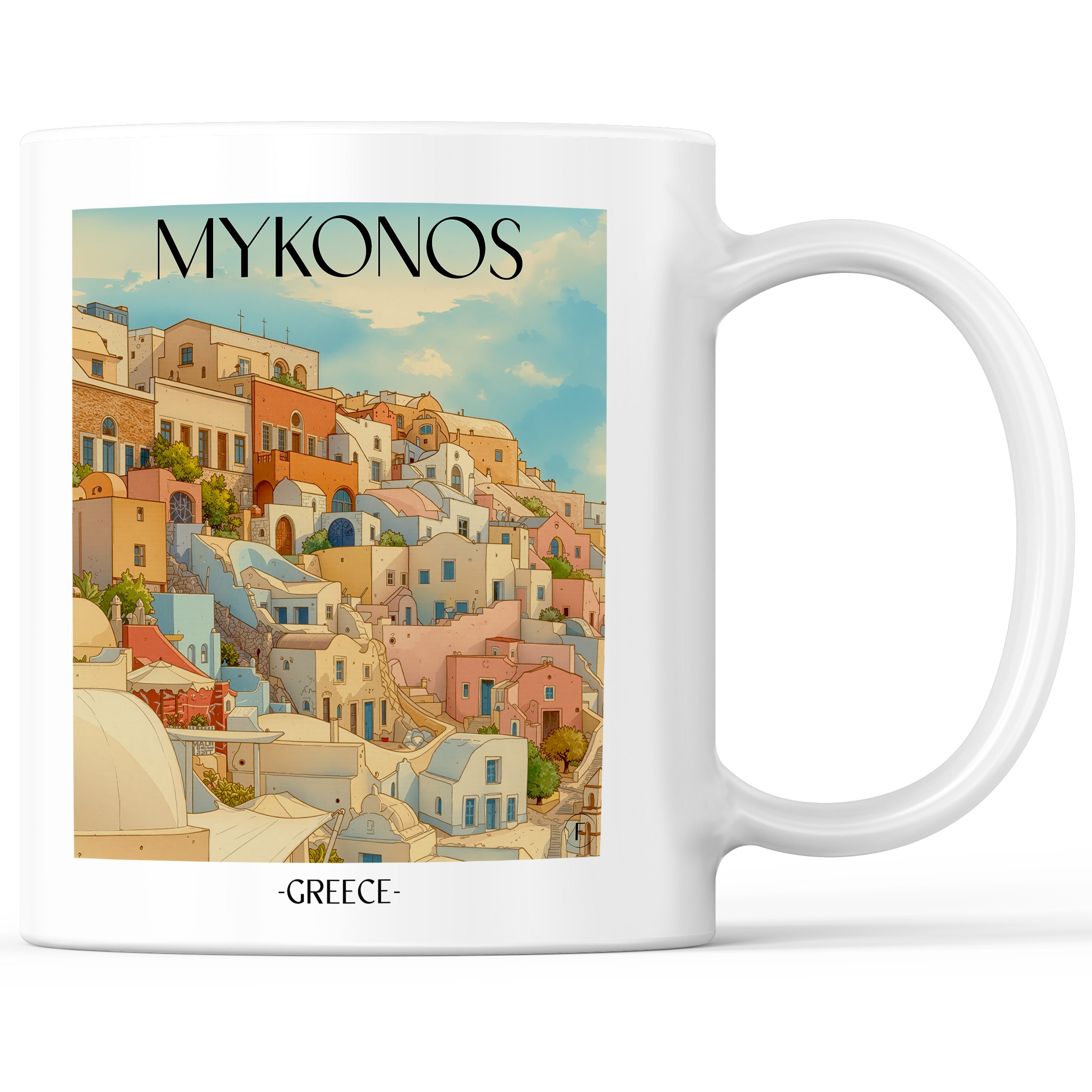 Mykonos - Griechenland Becher - Kaffeetasse im Aquarell Stil - favplace