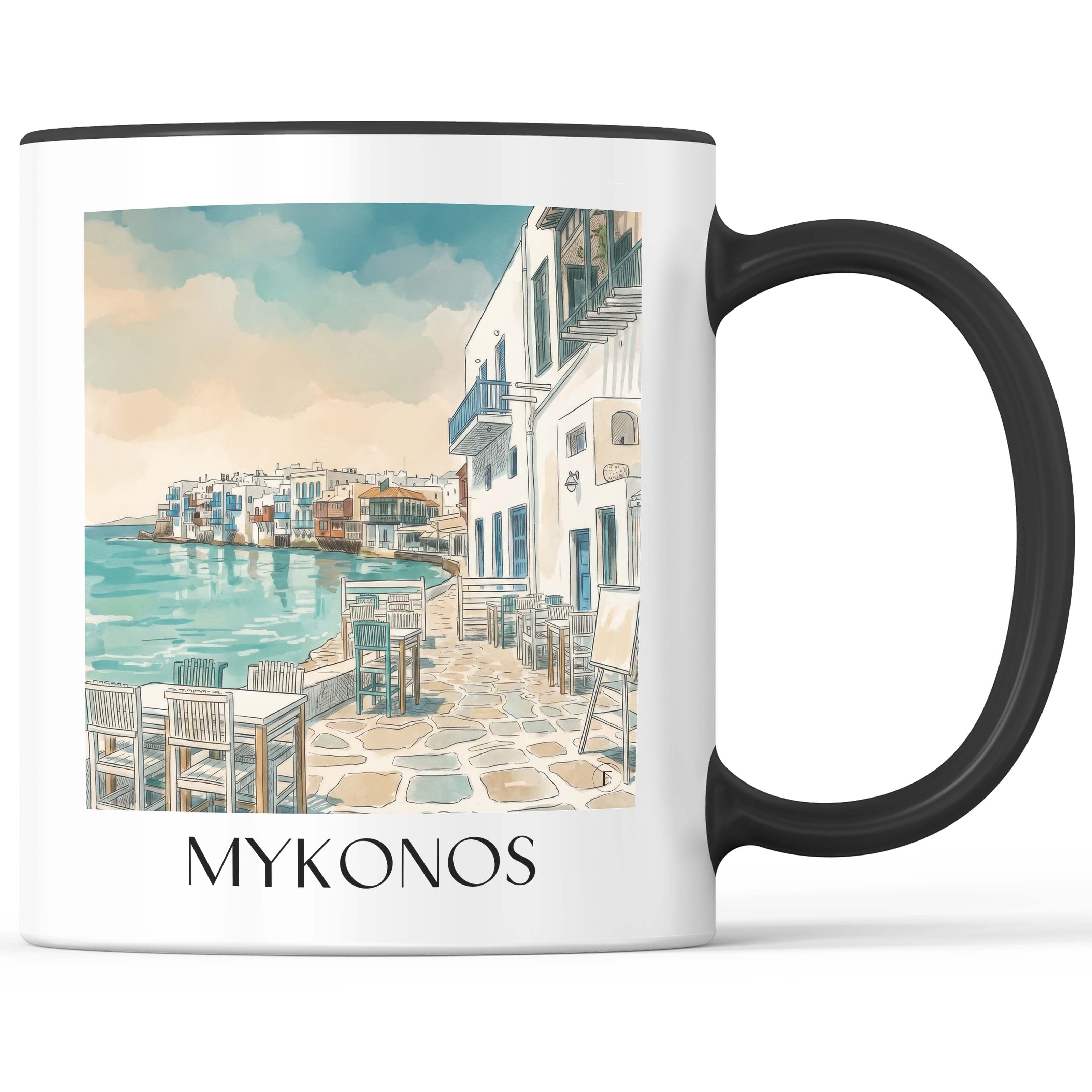 Mykonos - Griechenland Becher - Kaffeetasse im Aquarell Stil - favplace