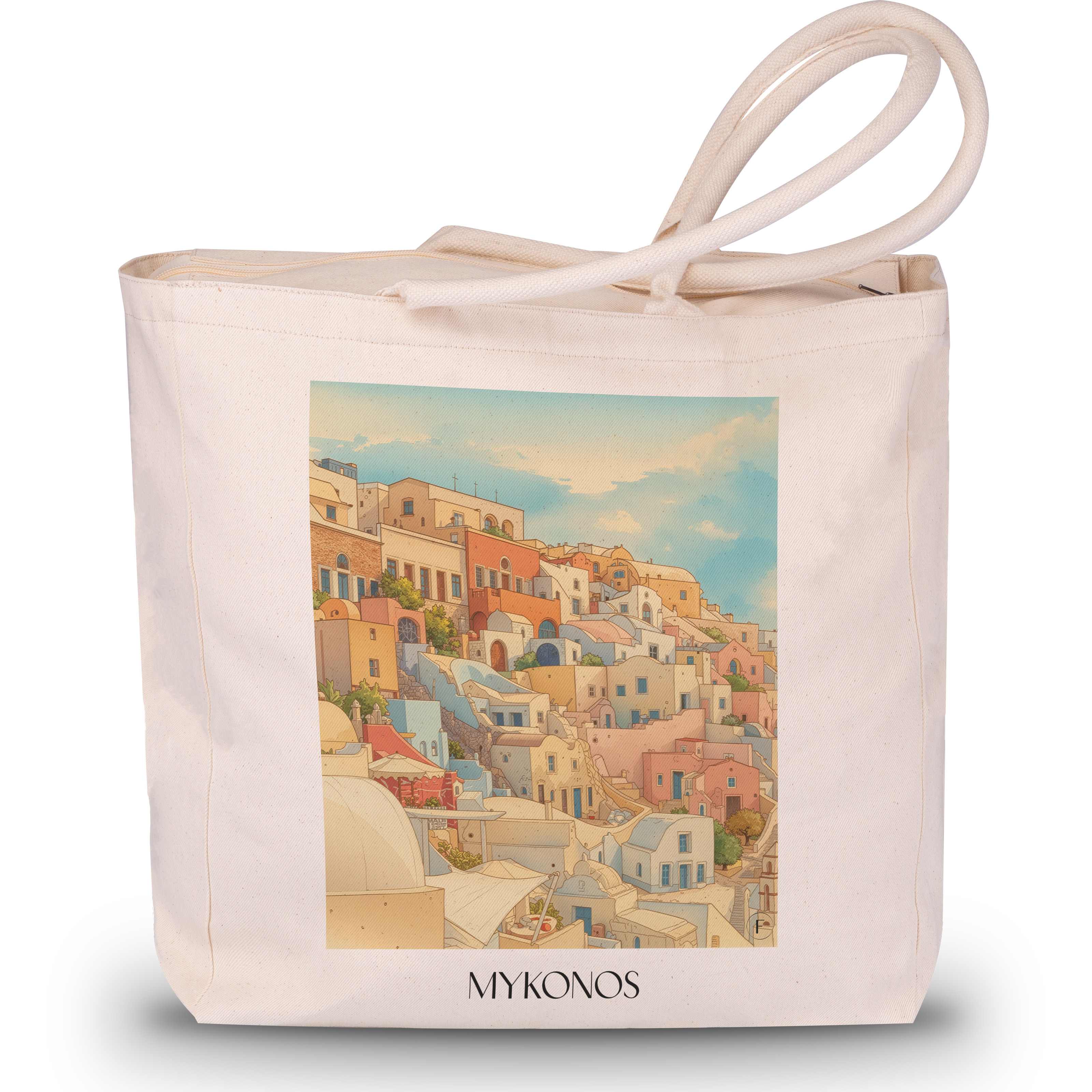 Mykonos - Griechenland Tote Bag - Einkaufstasche im Aquarell Stil - favplace