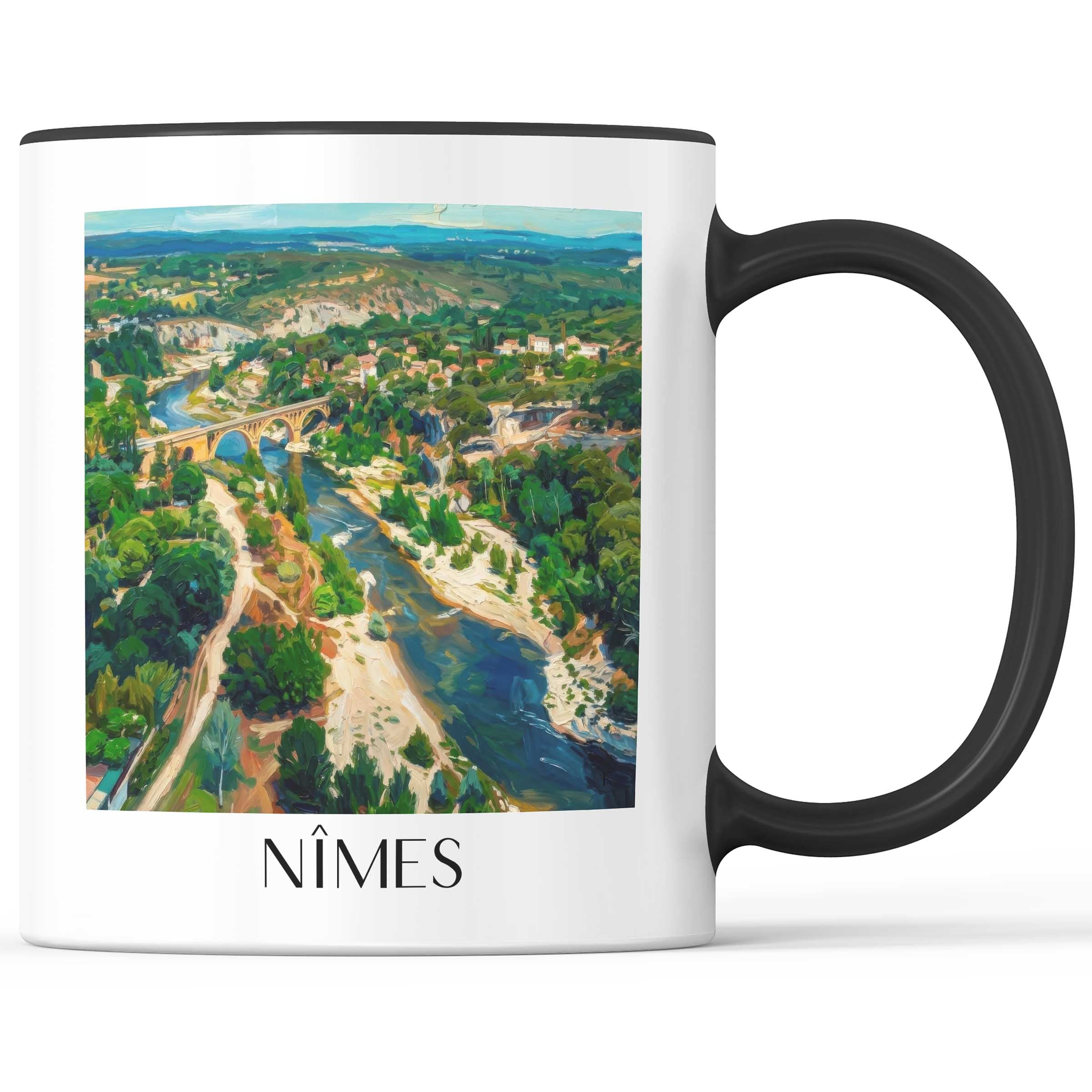 Nîmes Kaffeebecher - Gard - Frankreich Becher - Kaffeetasse im Ölgemälde Stil - favplace