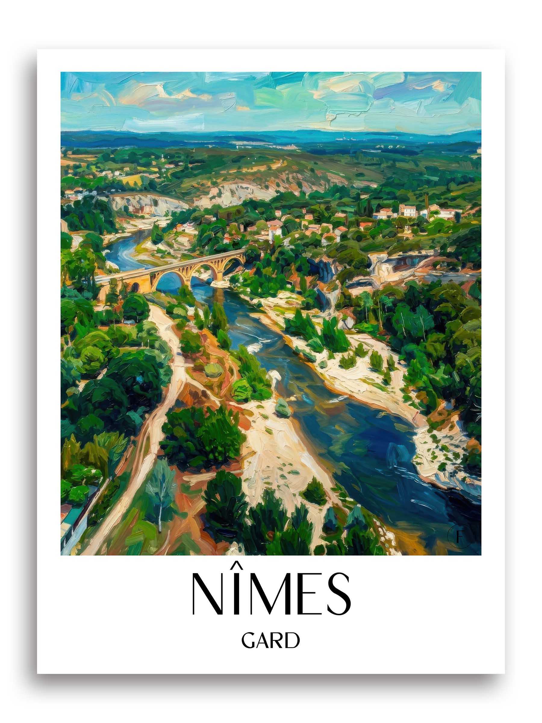 Nîmes Poster - Gard - Frankreich Kunstdruck - Ölgemälde von A4 bis A1 - favplace