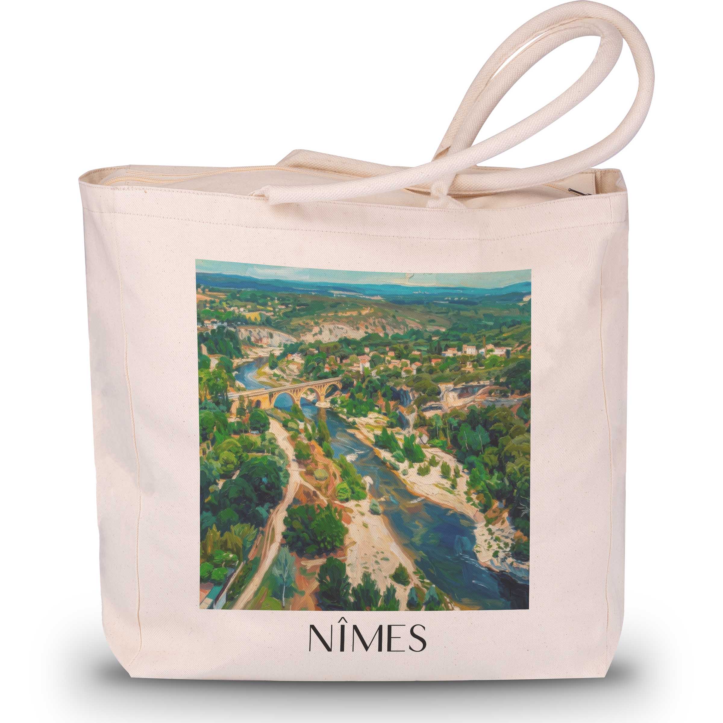 nîmes-gard-frankreich-einkaufstasche-oil-painting-oelgemaelde