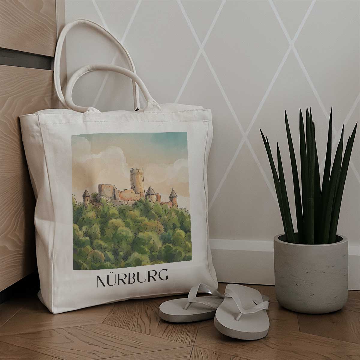 nürburg-eifel-deutschland-einkaufstasche-aquarell