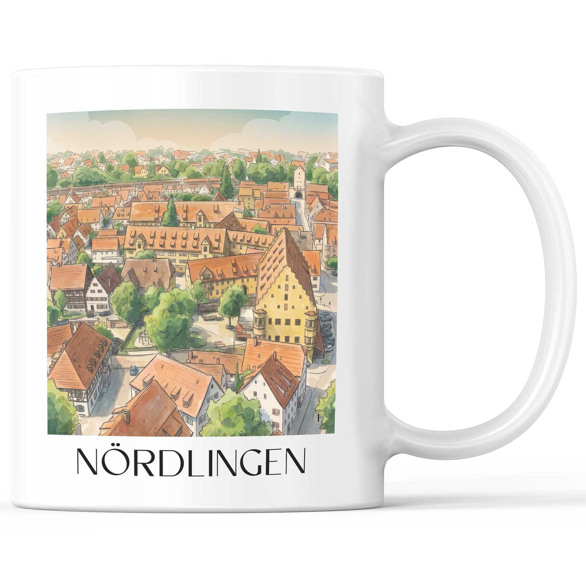 Nördlingen Kaffeebecher - Schwaben - Deutschland Becher - Kaffeetasse im Aquarell Stil - favplace