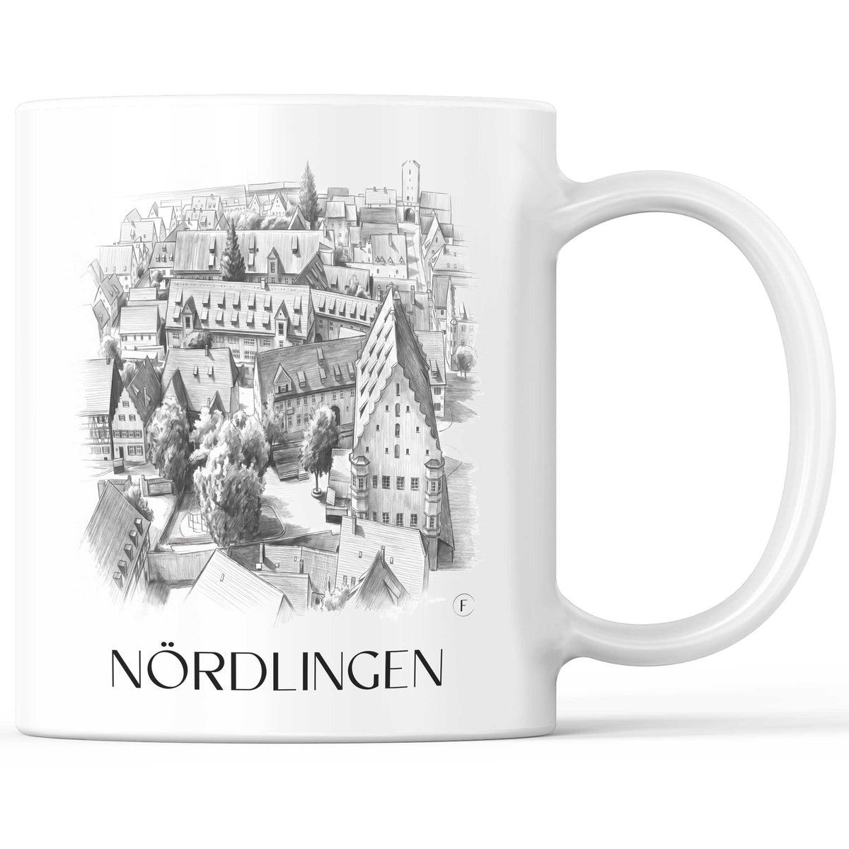 Nördlingen Kaffeebecher - Schwaben - Deutschland Becher - Kaffeetasse im Zeichnung Stil
