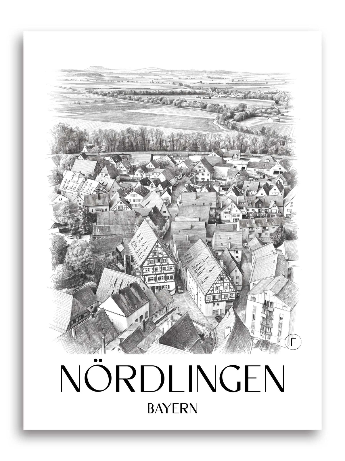 nördlingen-bayern-deutschland-poster-bleistift-zeichnung-drawing