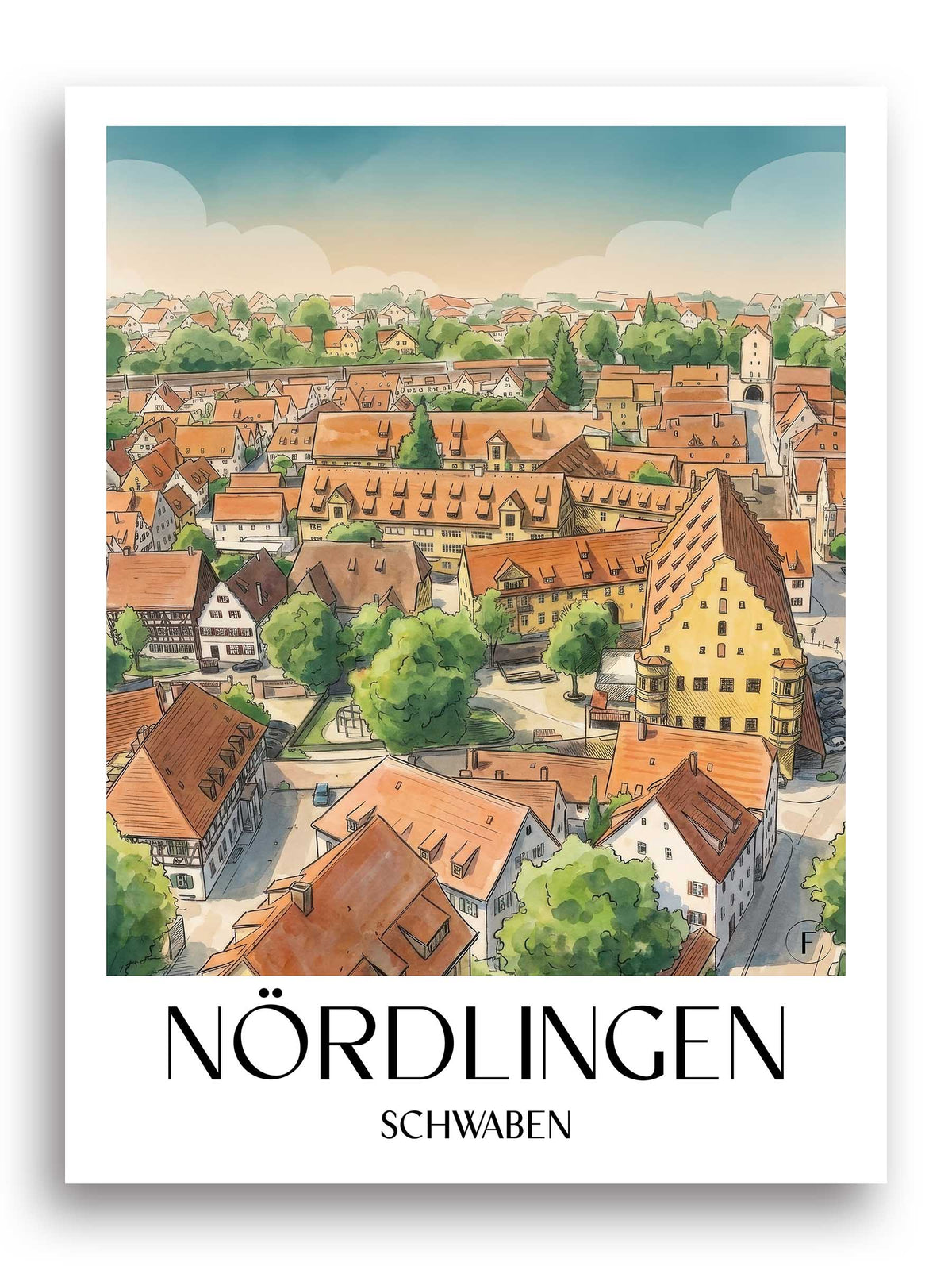 nördlingen-schwaben-deutschland-poster-aquarell