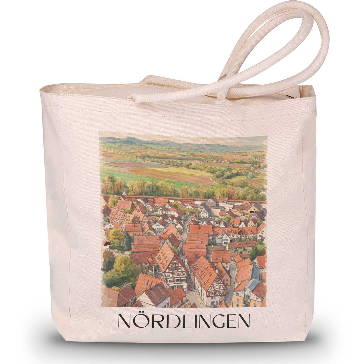 Nördlingen Shopping Tasche - Bayern - Deutschland Tote Bag - Einkaufstasche im Aquarell Stil - favplace