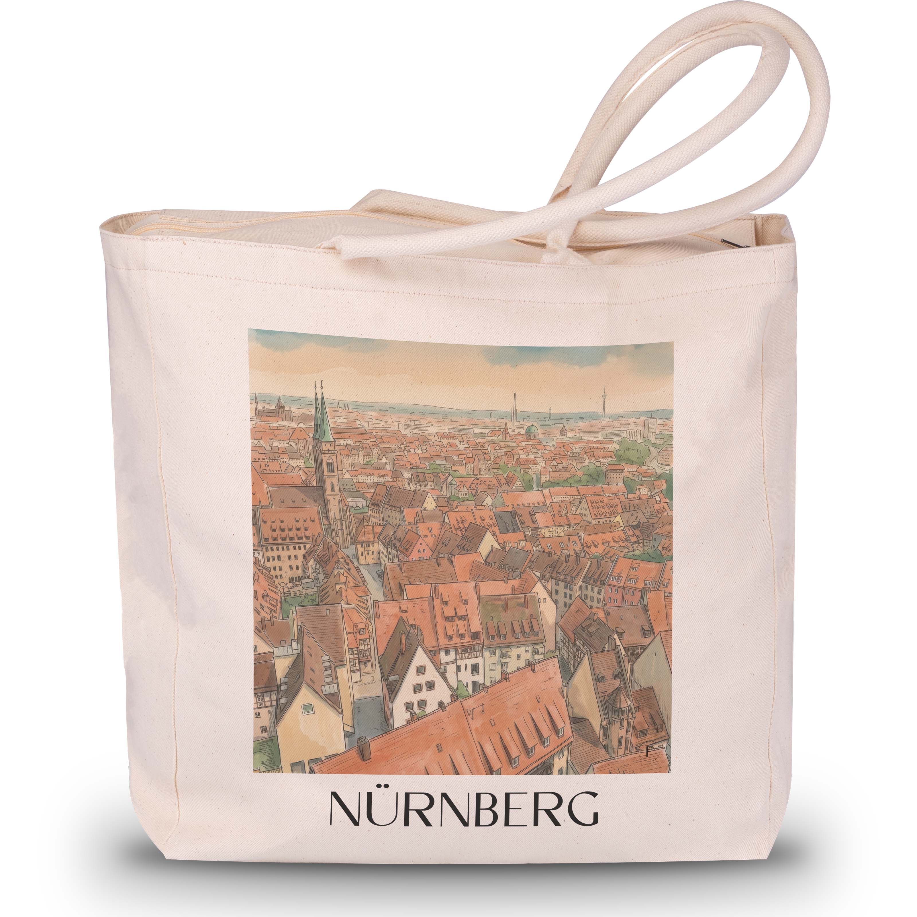 nürnberg-deutschland-einkaufstasche-aquarell