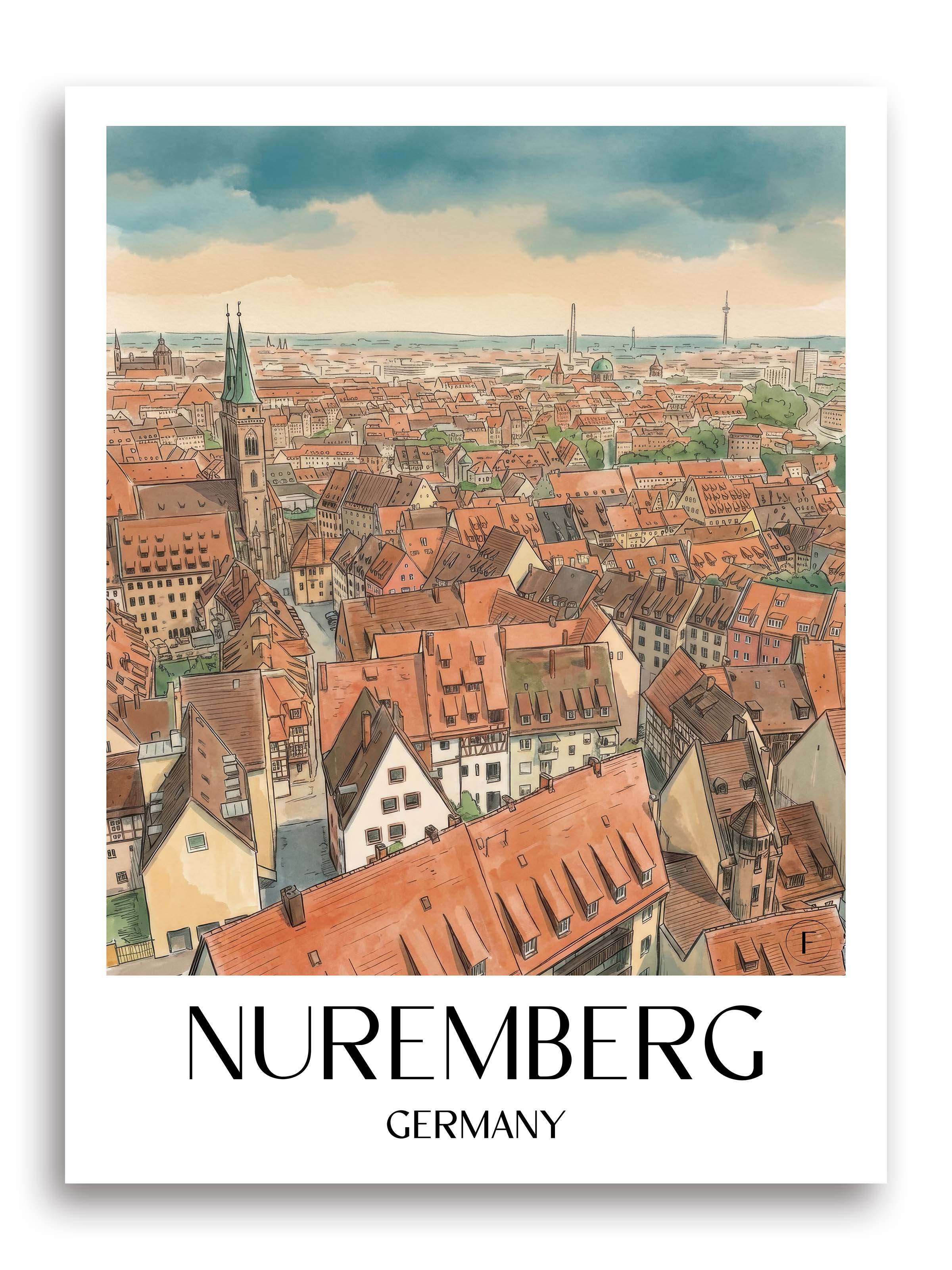 Nürnberg Poster - Deutschland Kunstdruck - Aquarell von A4 bis A1 - favplace