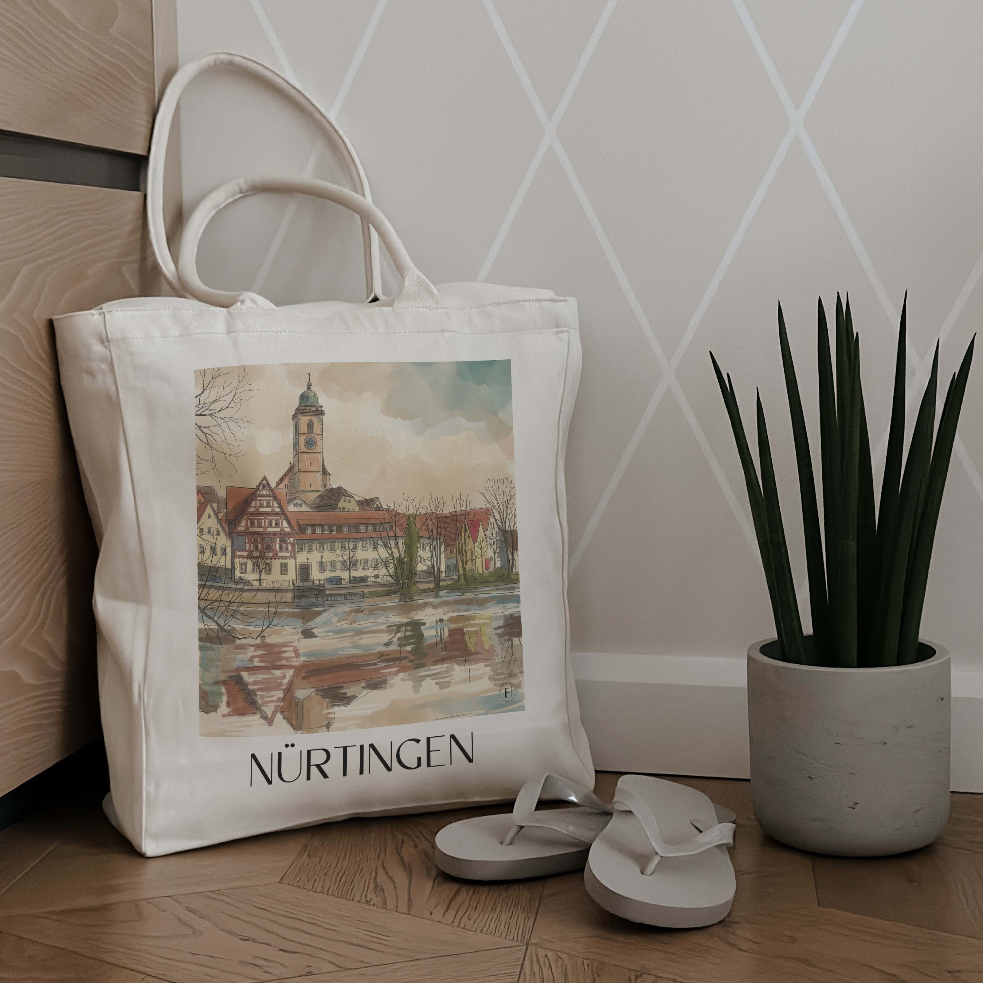 nürtingen-deutschland-einkaufstasche-aquarell