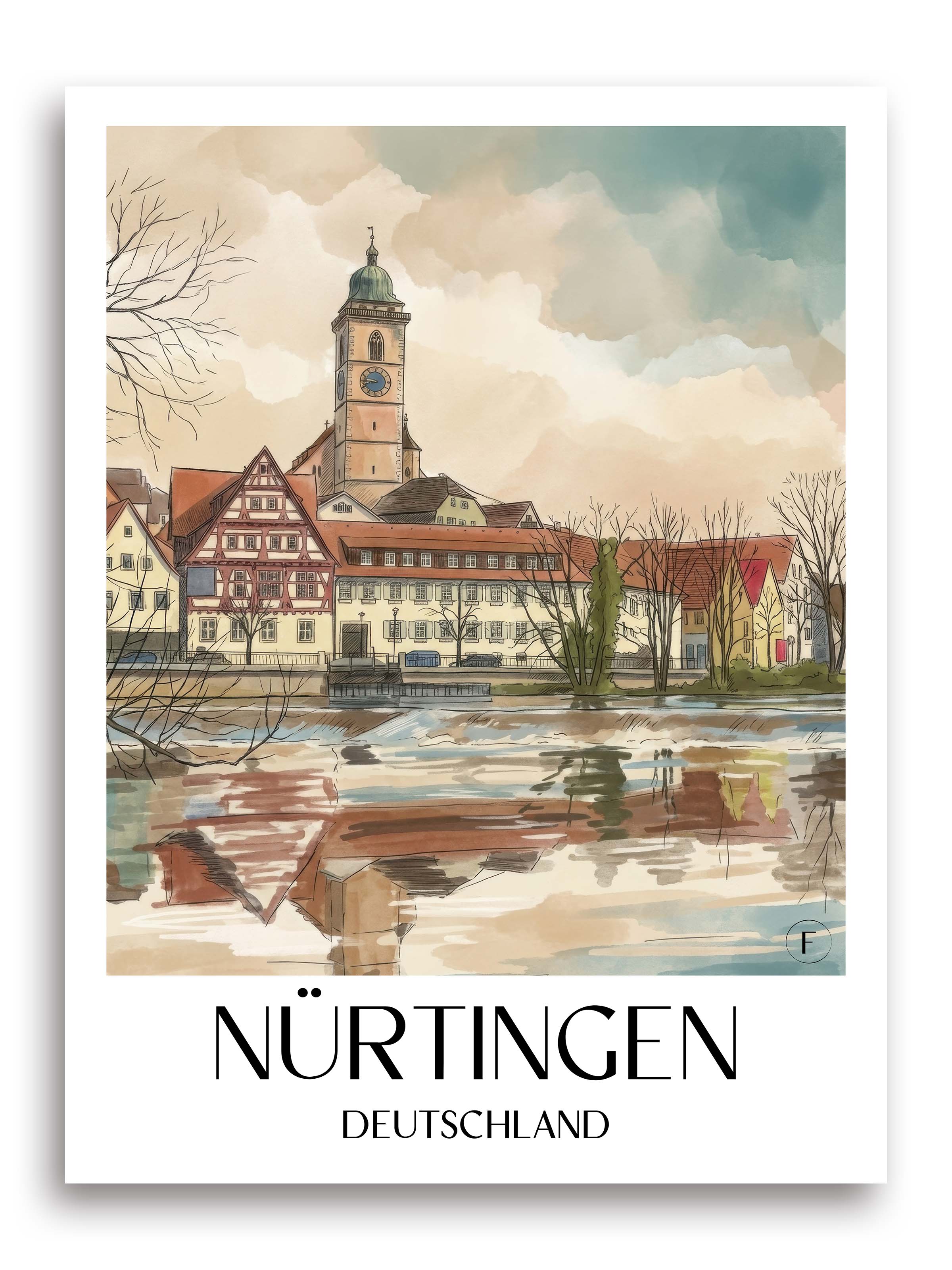 nürtingen-deutschland-poster-aquarell