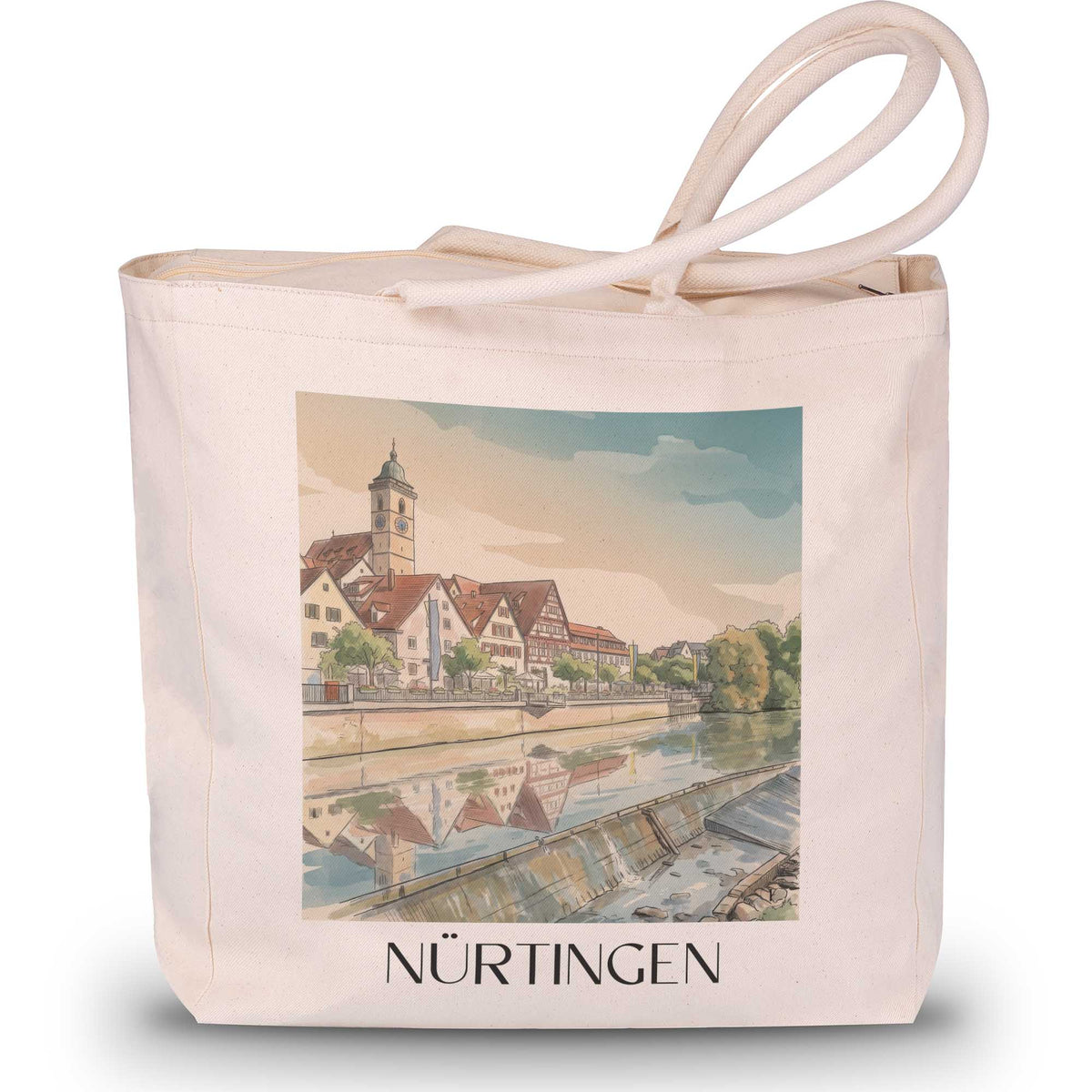 nürtingen-neckartal-deutschland-einkaufstasche-aquarell