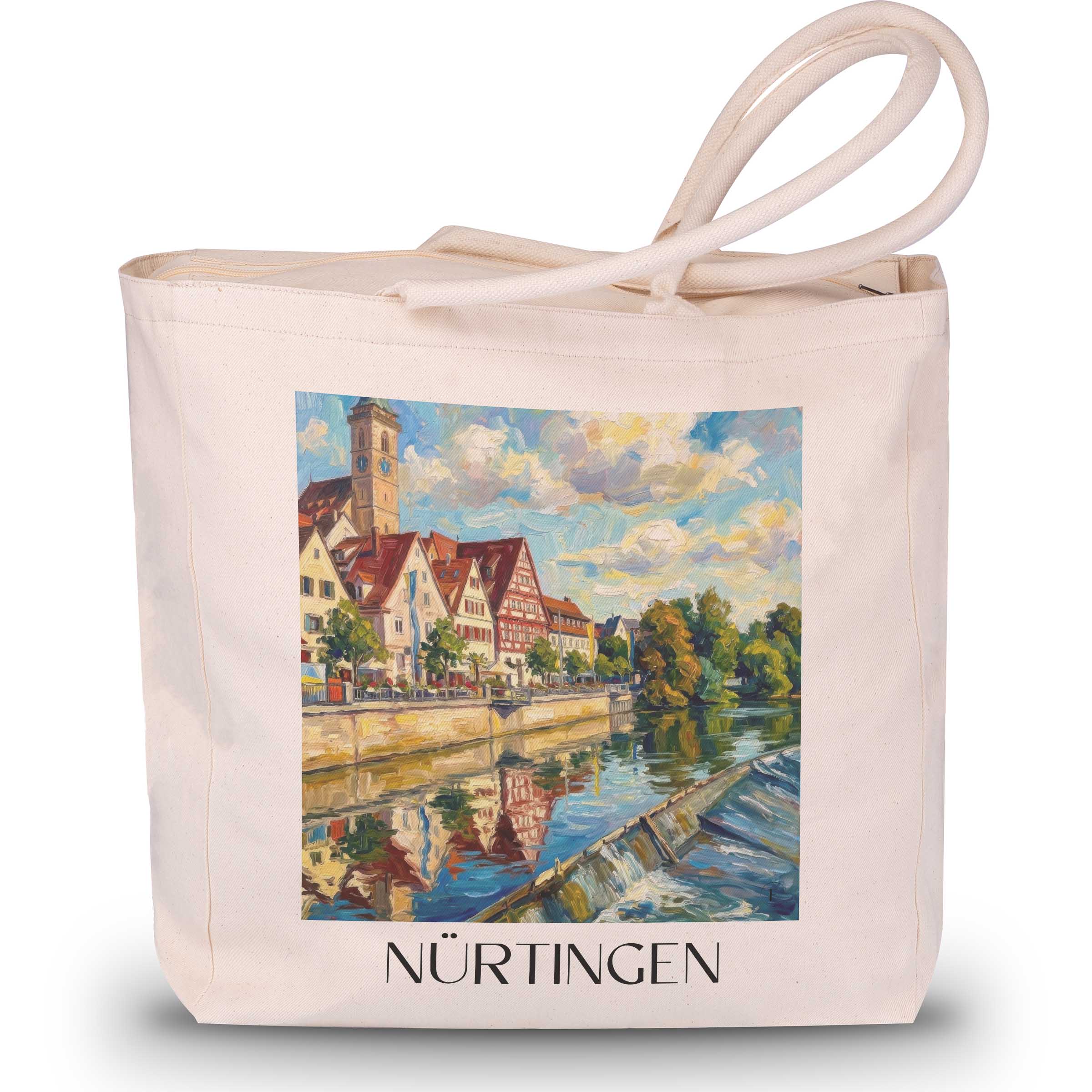 nürtingen-neckartal-deutschland-einkaufstasche-oil-painting-oelgemaelde
