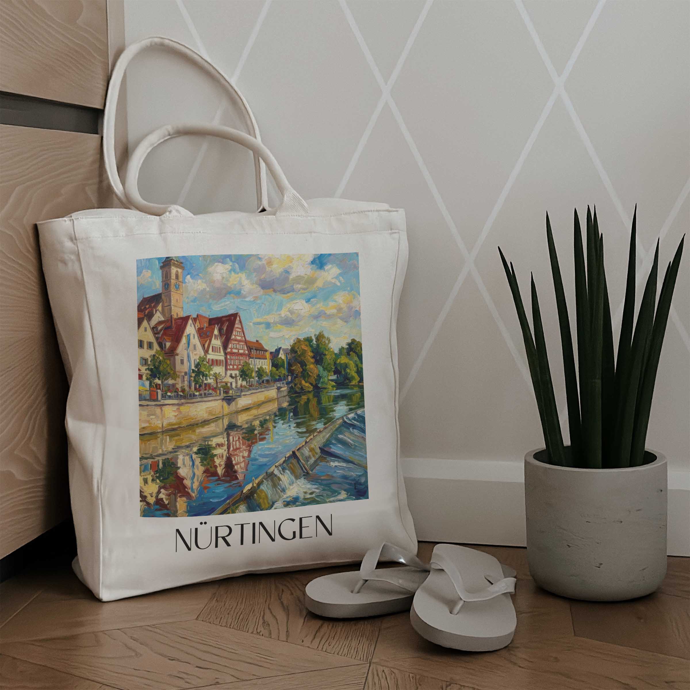 nürtingen-neckartal-deutschland-einkaufstasche-oil-painting-oelgemaelde