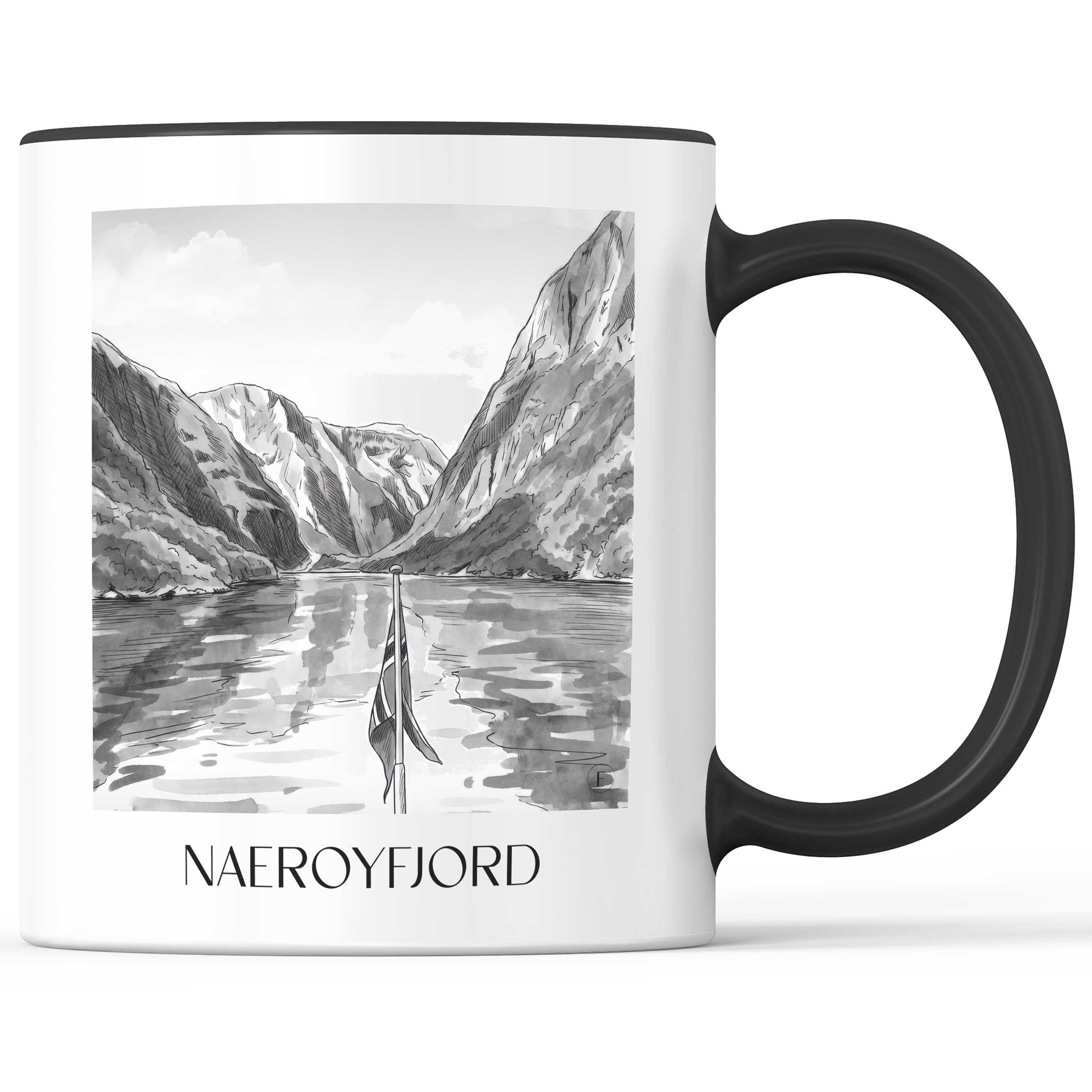 naeroyfjord-norwegen-kaffeebecher-aquarell-schwarz-weiss