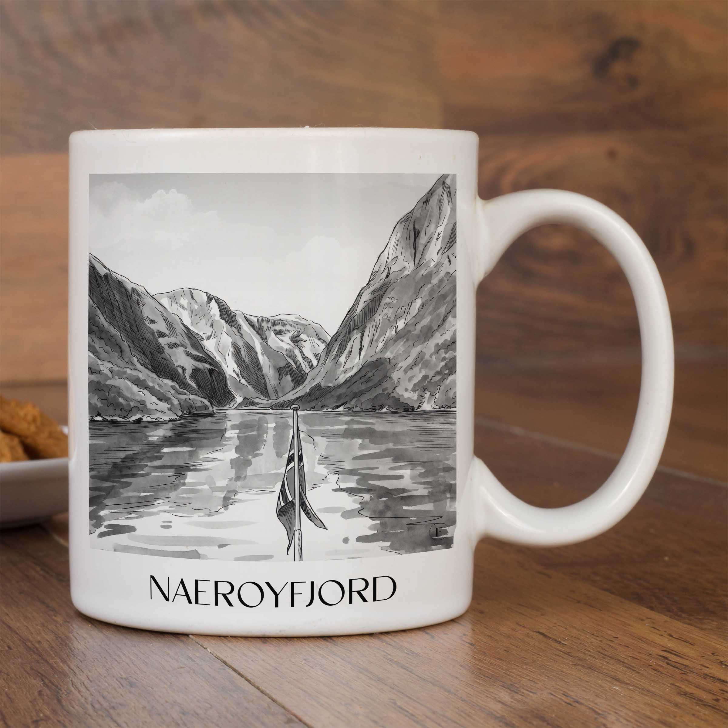 naeroyfjord-norwegen-kaffeebecher-aquarell-schwarz-weiss