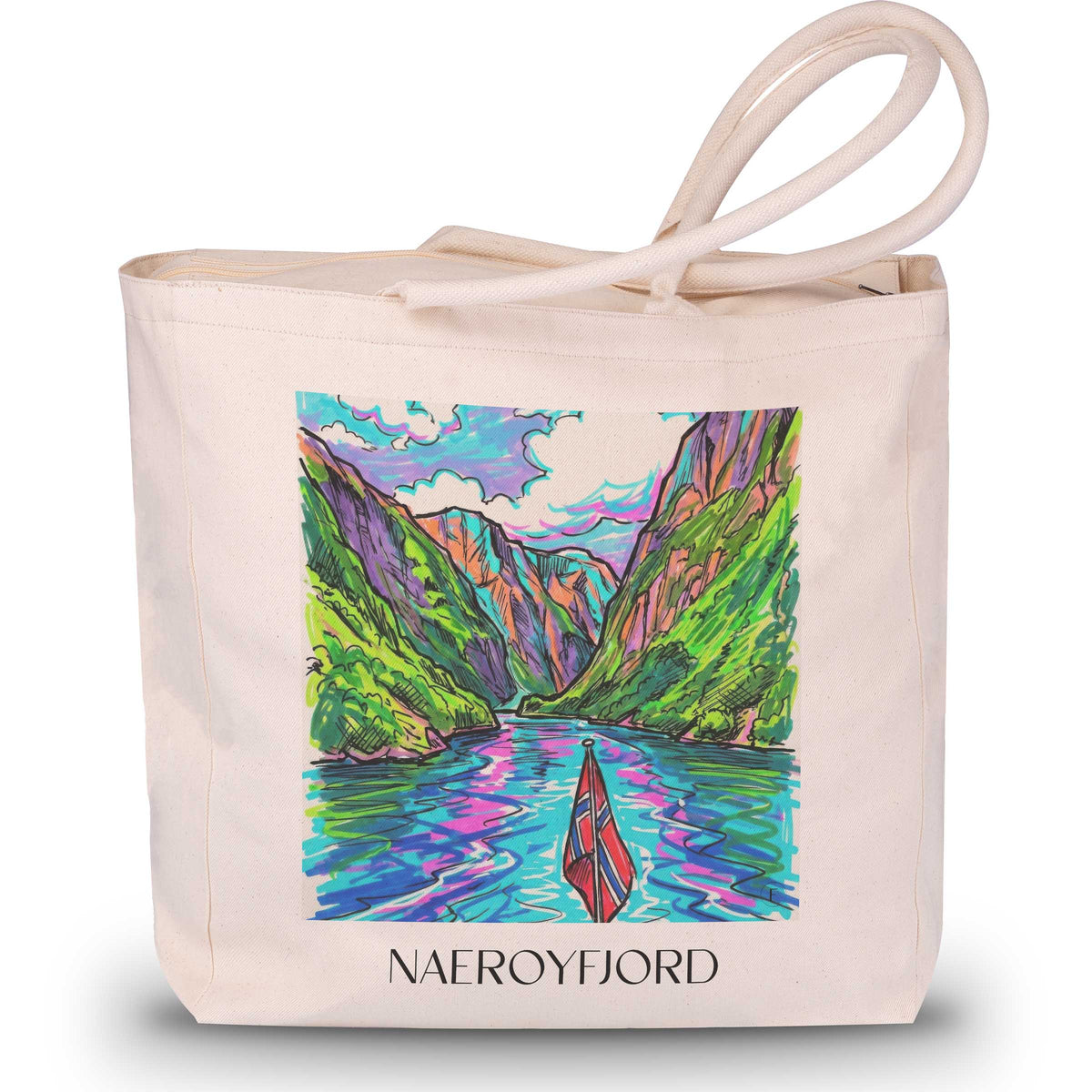 Naeroyfjord - Norwegen Tote Bag - Einkaufstasche im Tag Graffiti Stil - favplace