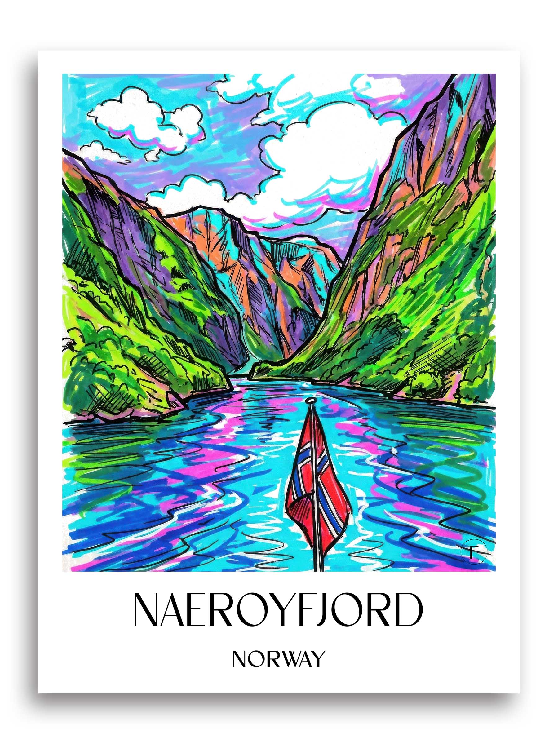 Naeroyfjord Poster - - Norwegen Kunstdruck - Tag Graffiti von A4 bis A1 - favplace
