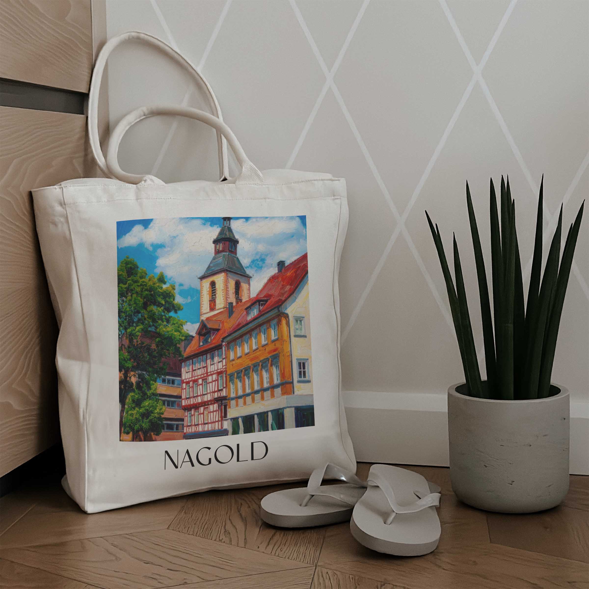 nagold-schwarzwald-deutschland-einkaufstasche-oil-painting-oelgemaelde