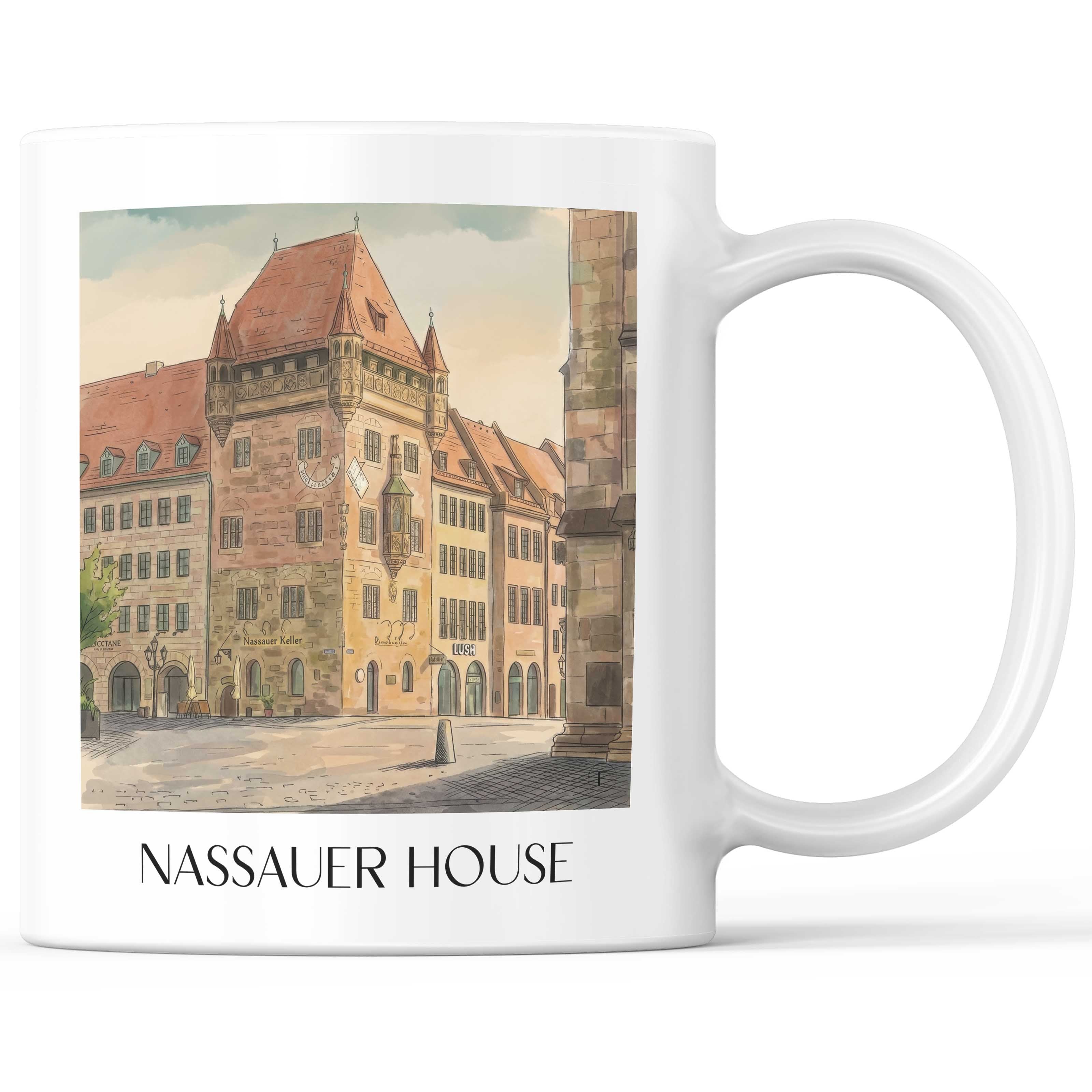 Nassauer Haus Kaffeebecher - Nürnberg - Deutschland Becher - Kaffeetasse im Aquarell Stil - favplace