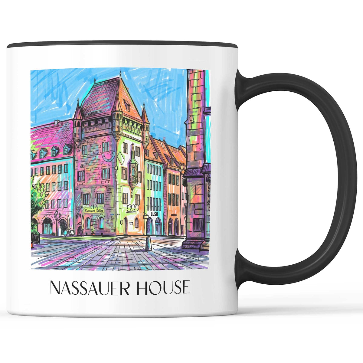Nassauer Haus Kaffeebecher - Nürnberg - Deutschland Becher - Kaffeetasse im Tag Graffiti Stil - favplace