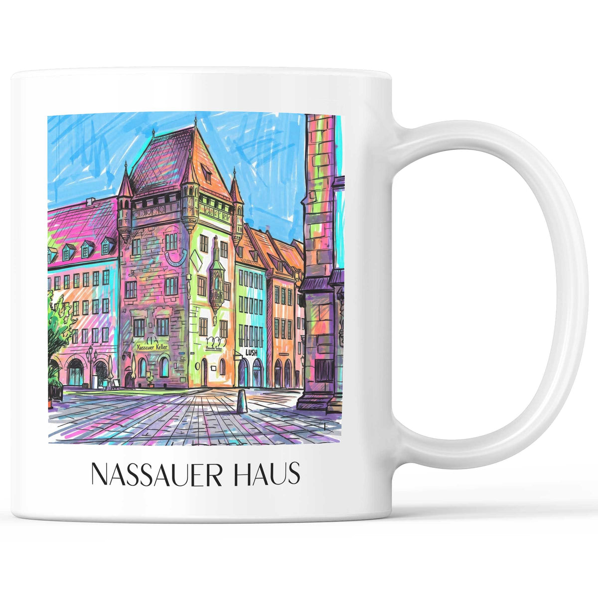Nassauer Haus Kaffeebecher - Nürnberg - Deutschland Becher - Kaffeetasse im Tag Graffiti Stil - favplace