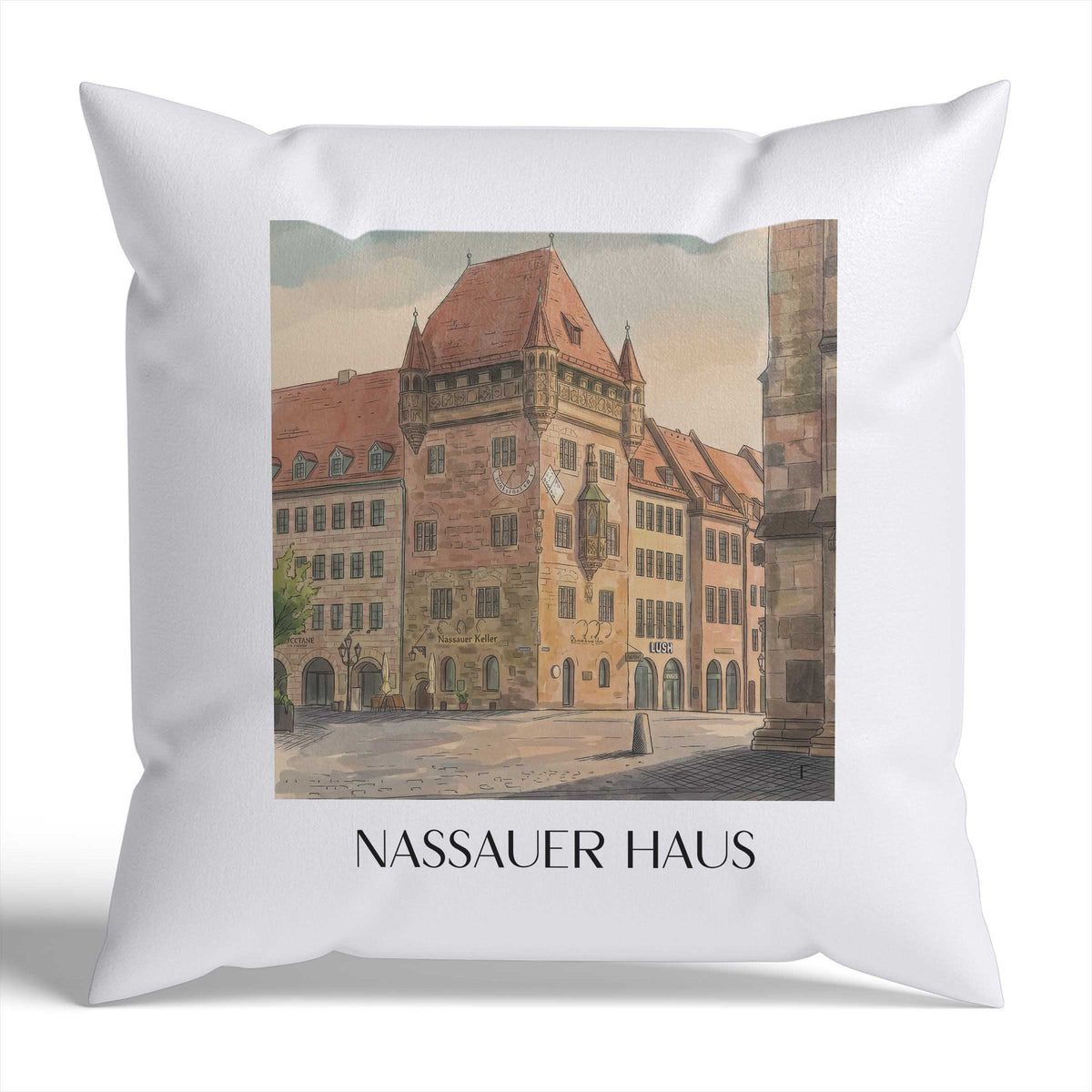 nassauer-haus-nürnberg-deutschland-kissenbezug-aquarell
