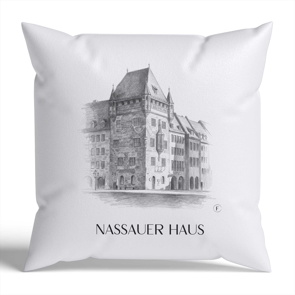 nassauer-haus-nürnberg-deutschland-kissenbezug-bleistift-zeichnung-drawing