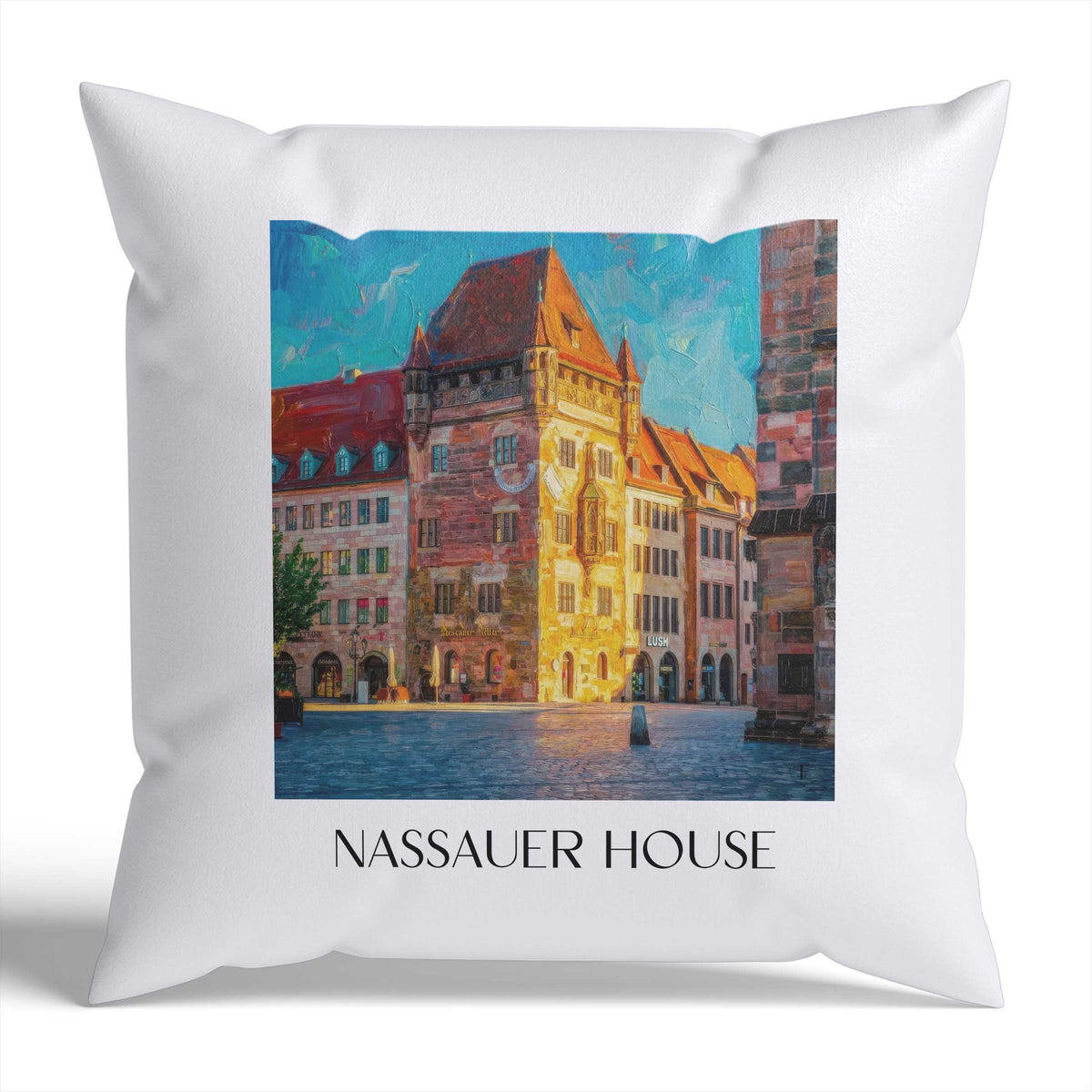 Nassauer Haus Kissenhülle - Zierkissen Bezug - Nürnberg - Deutschland Kissen bzw. Kissenbezug im Ölgemälde Stil - favplace