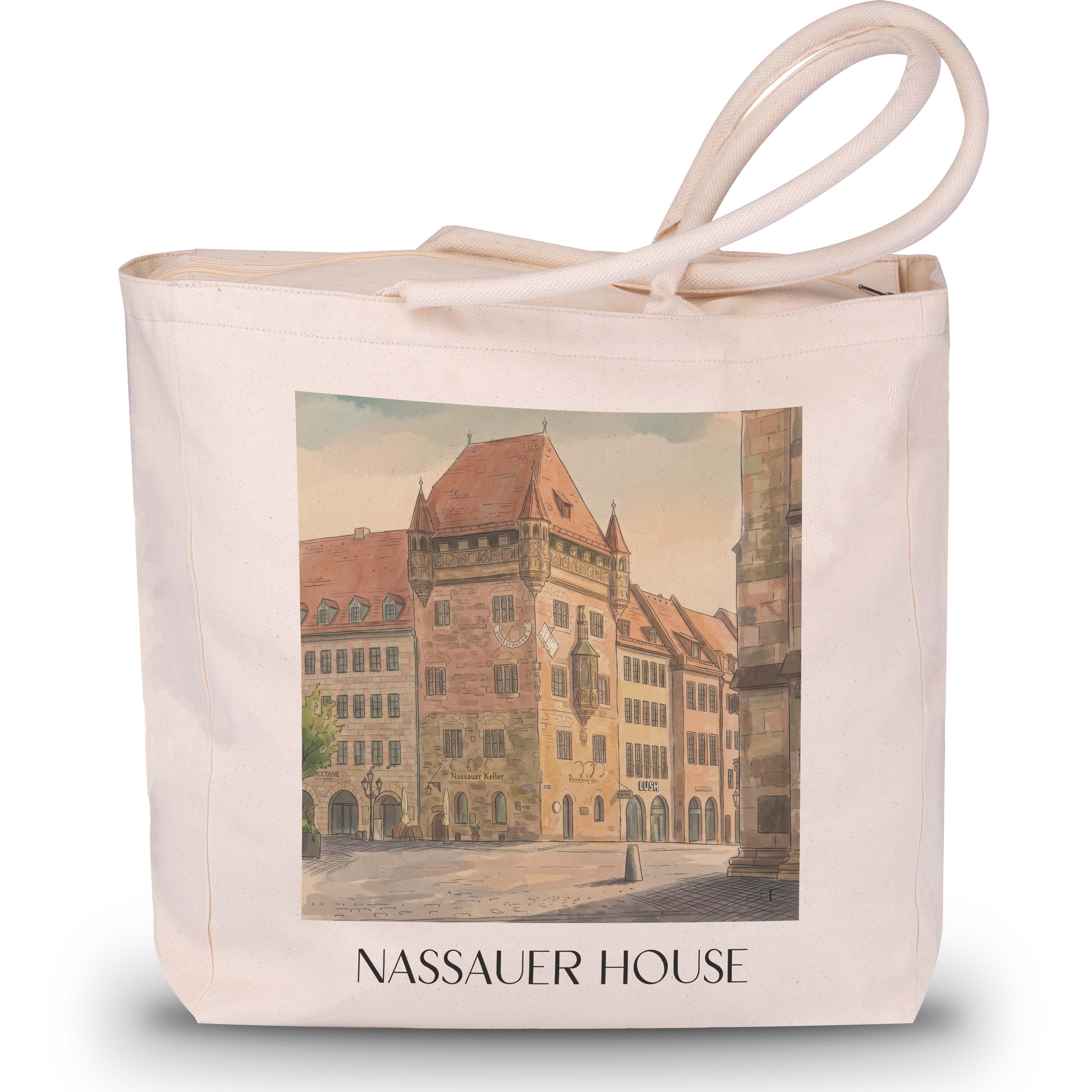 Nassauer Haus Shopping Tasche - Nürnberg - Deutschland Tote Bag - Einkaufstasche im Aquarell Stil - favplace