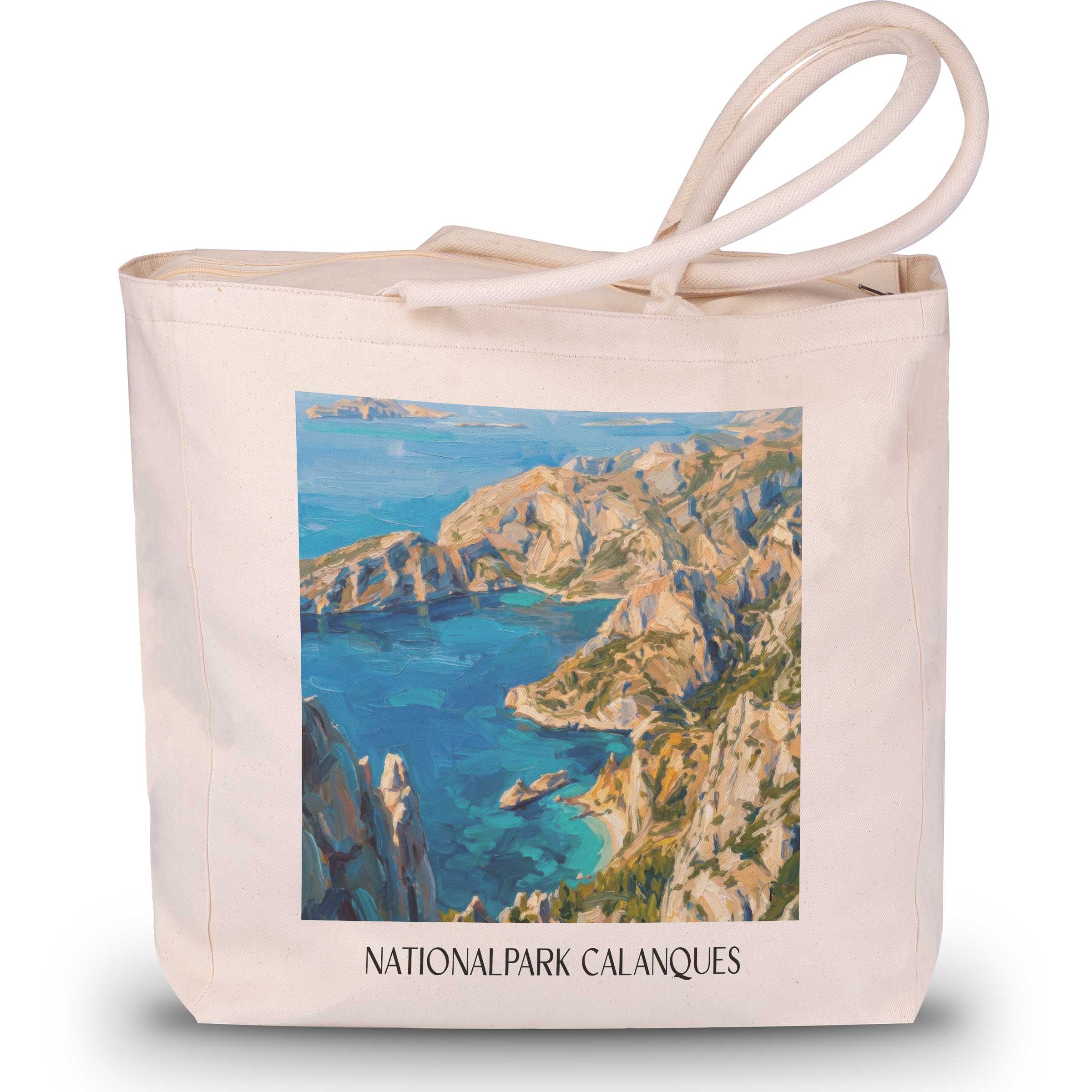 nationalpark-calanques-côte-d´azur-frankreich-einkaufstasche-oil-painting-oelgemaelde