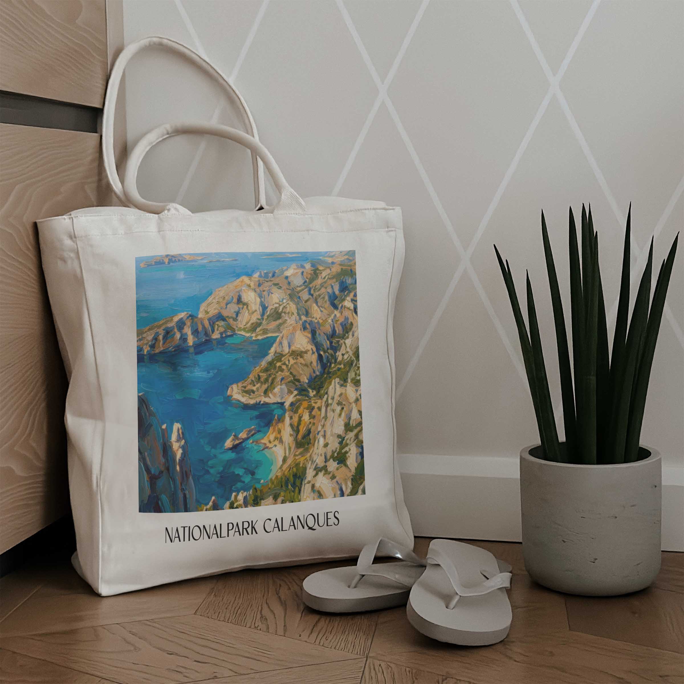 nationalpark-calanques-côte-d´azur-frankreich-einkaufstasche-oil-painting-oelgemaelde