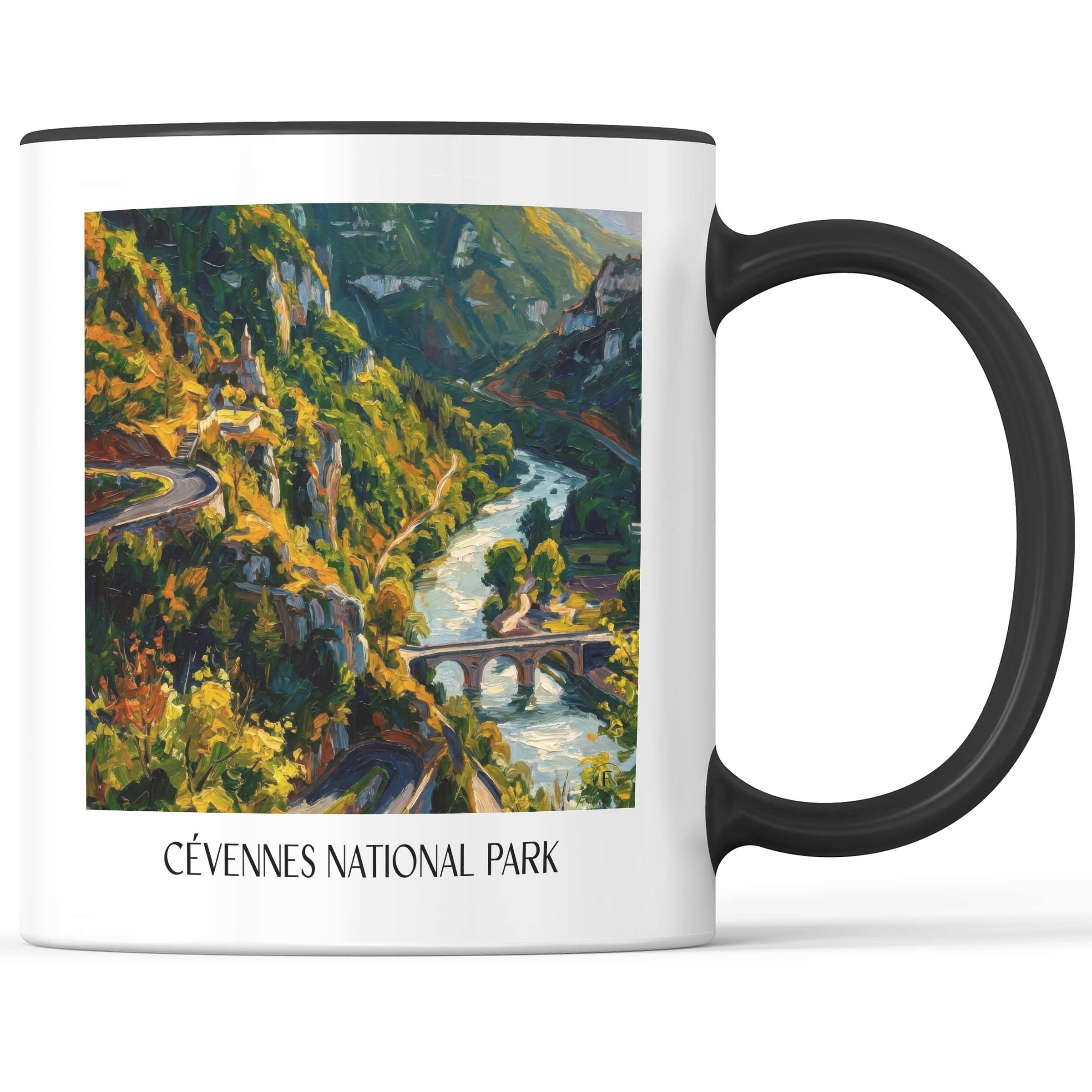 Nationalpark Cevennen Kaffeebecher - Okzitanien - Frankreich Becher - Kaffeetasse im Ölgemälde Stil - favplace