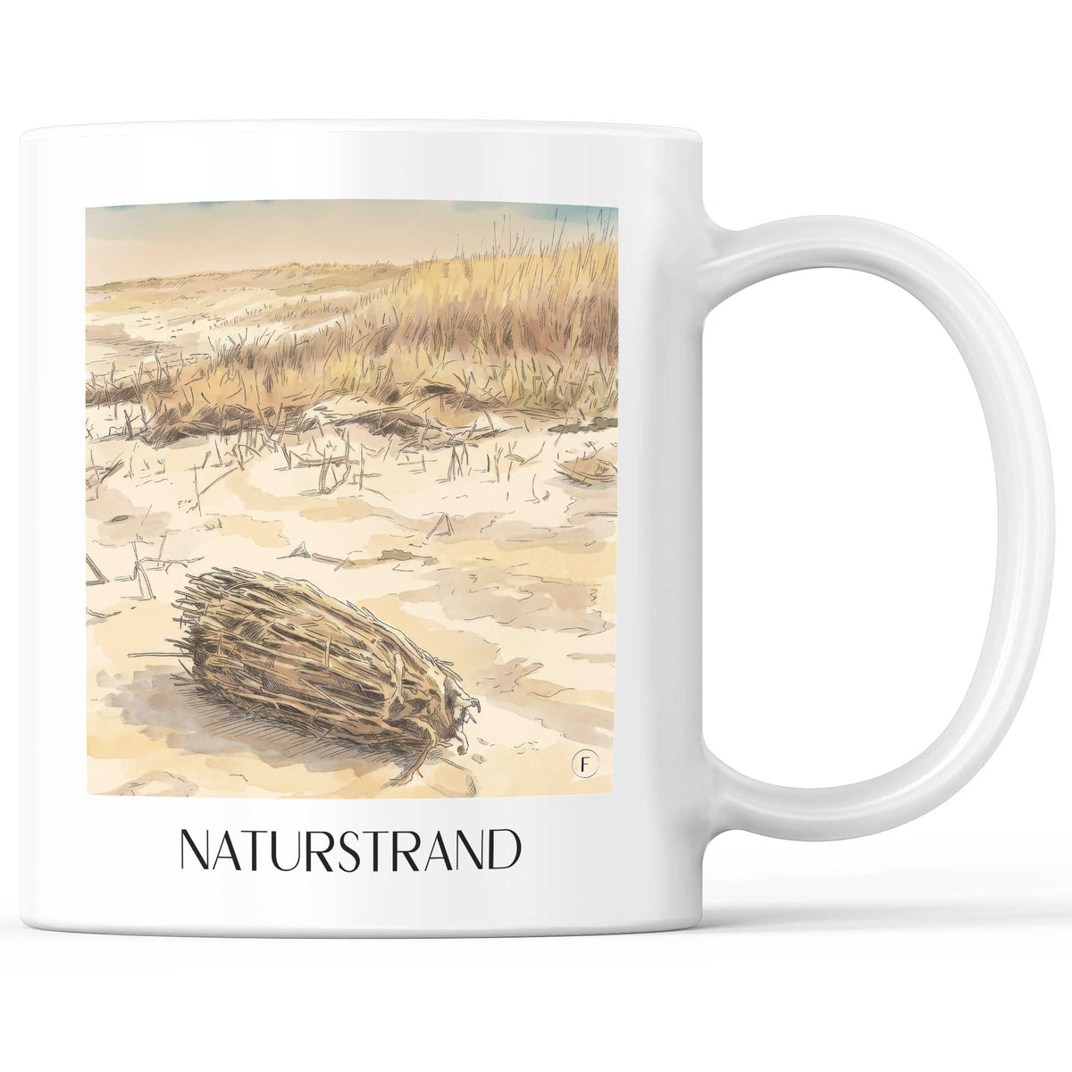 Naturstrand Kaffeebecher - Emden - Deutschland Becher - Kaffeetasse im Aquarell Stil - favplace