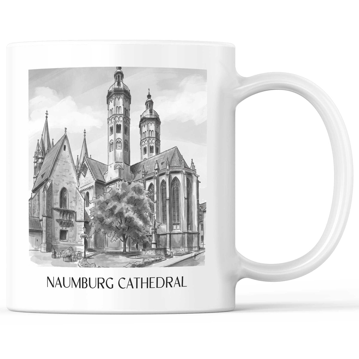 Naumburger Dom Kaffeebecher - Saale - Deutschland Becher - Kaffeetasse im Aquarell Schwarz-Weiß Stil - favplace