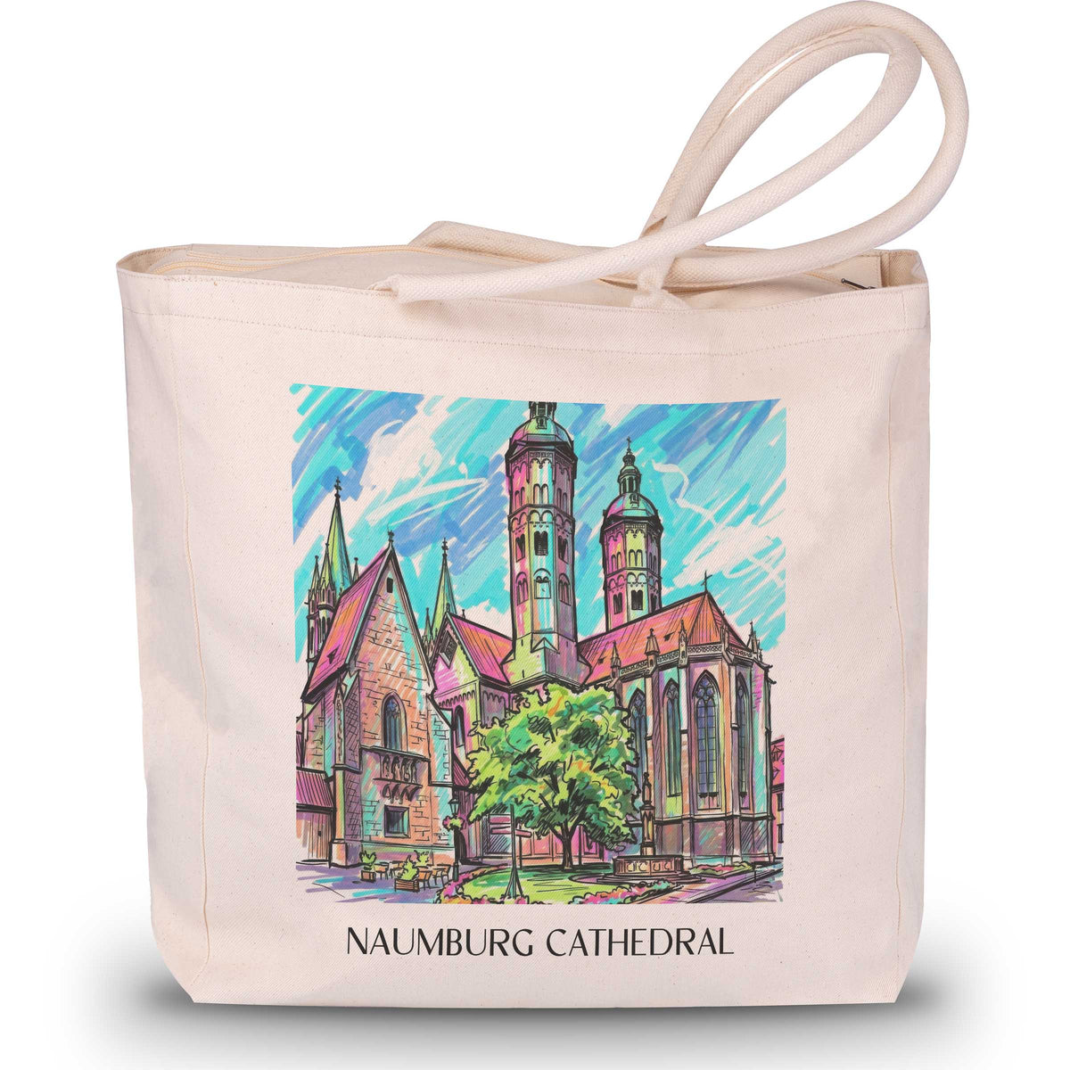 Naumburger Dom Shopping Tasche - Saale - Deutschland Tote Bag - Einkaufstasche im Tag Graffiti Stil - favplace