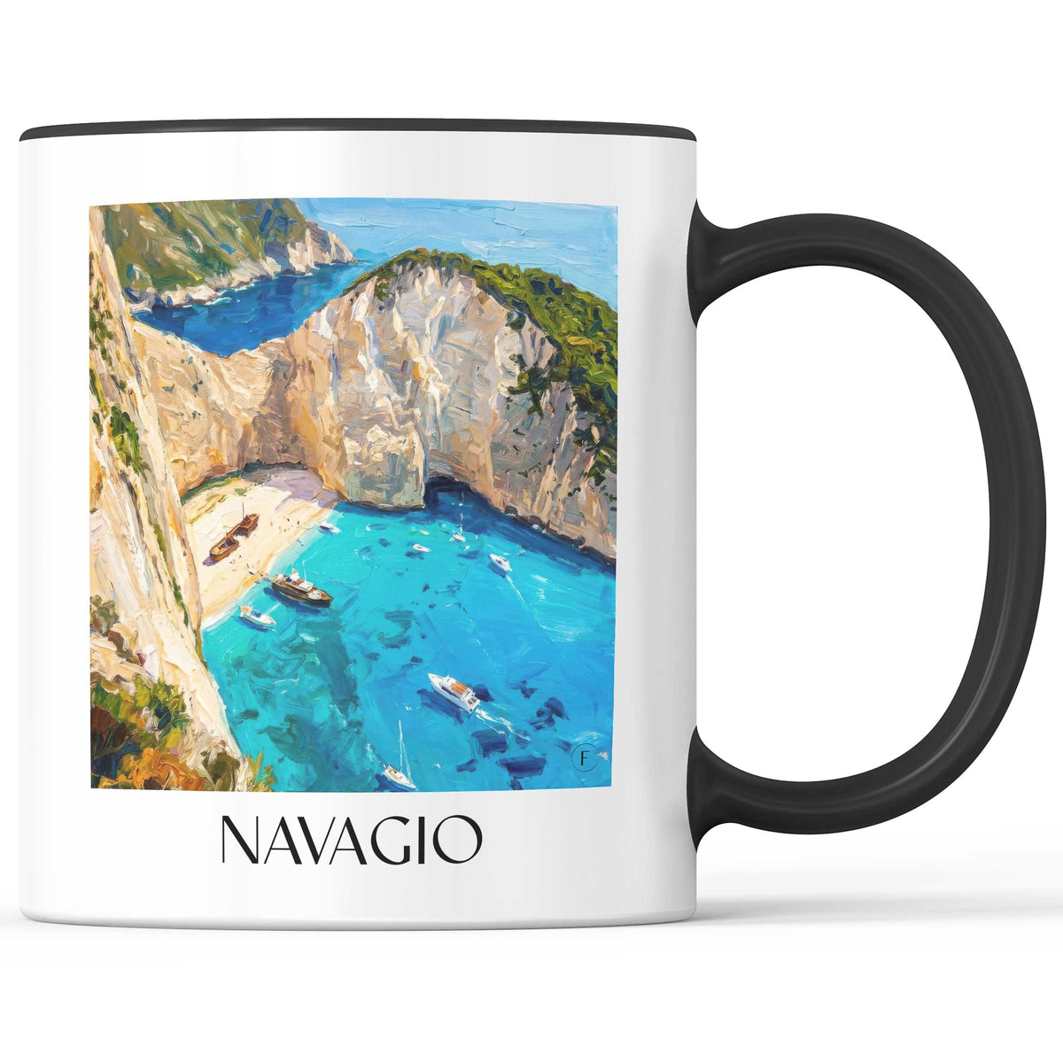 Navagio Kaffeebecher - Zakynthos - Griechenland Becher - Kaffeetasse im Ölgemälde Stil - favplace
