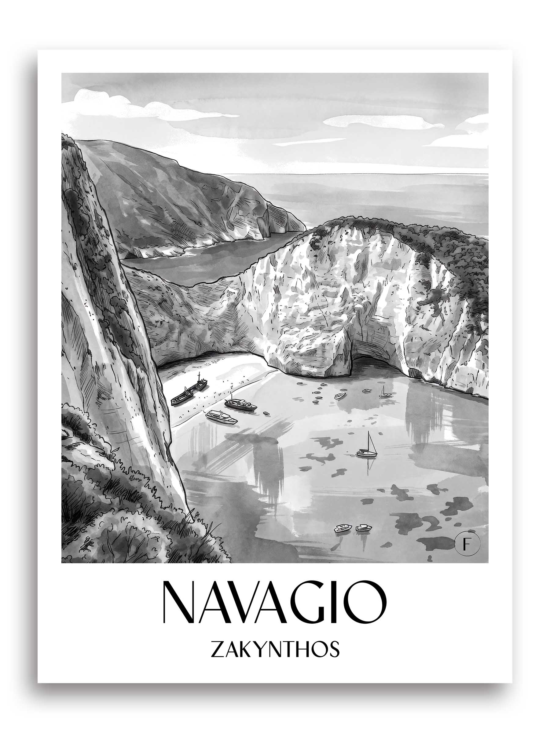 navagio-zakynthos-griechenland-poster-aquarell-schwarz-weiss