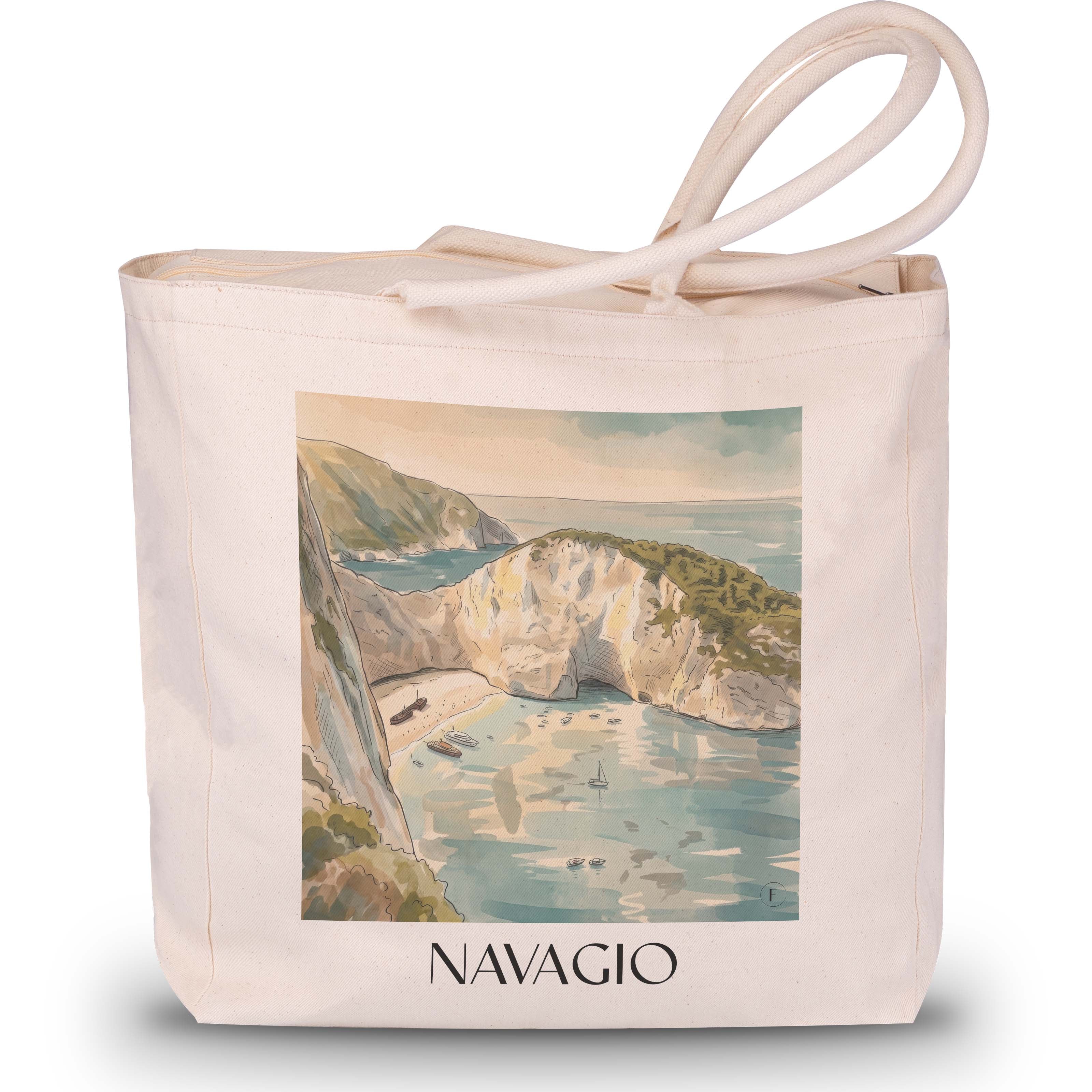 Navagio Shopping Tasche - Zakynthos - Griechenland Tote Bag - Einkaufstasche im Aquarell Stil - favplace