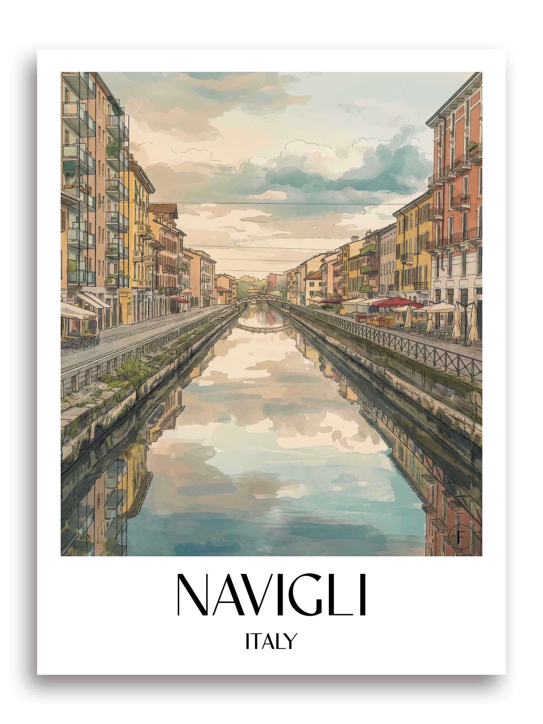 Navigli Poster - Mailand - Italien Kunstdruck - Aquarell von A4 bis A1 - favplace