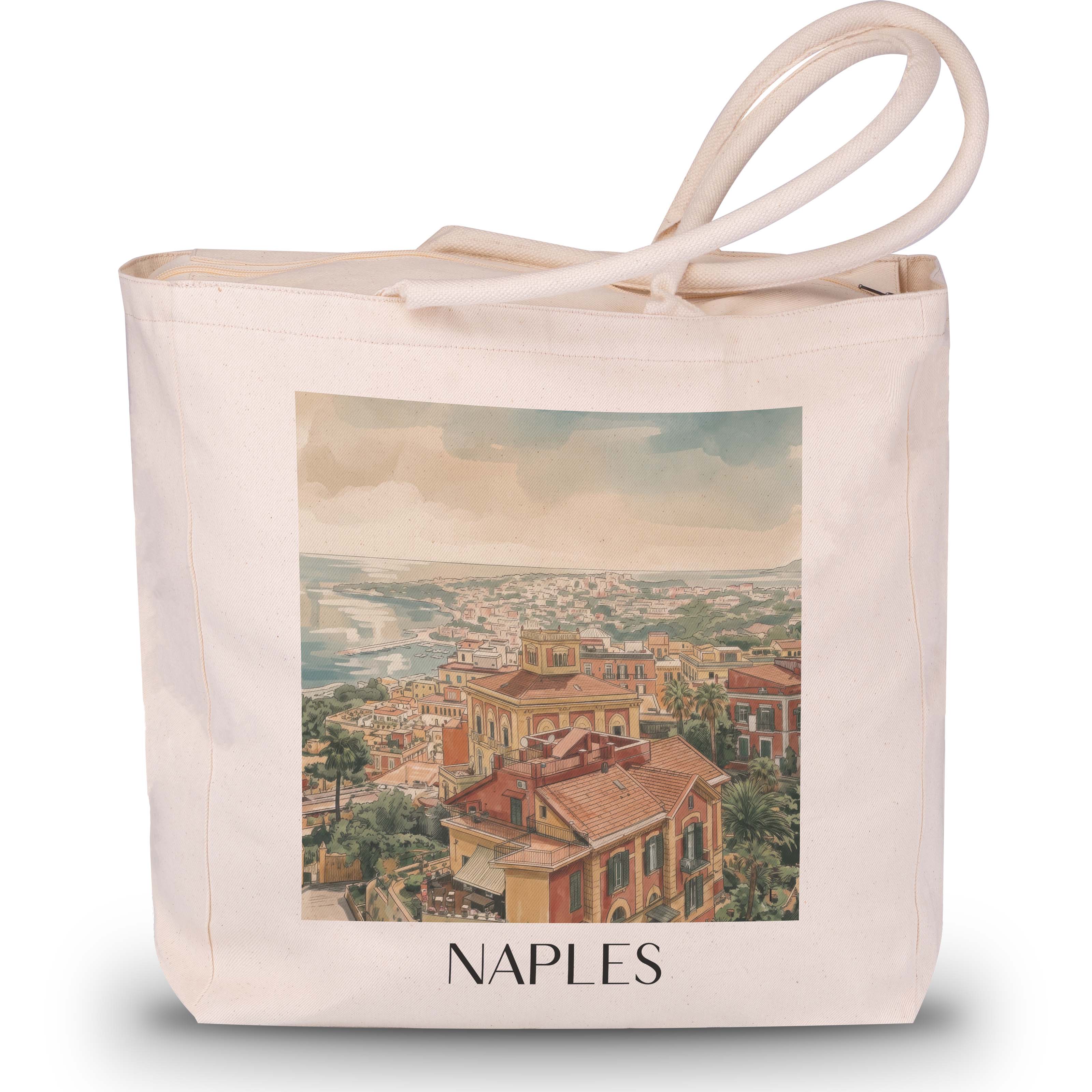 Neapel - Italien Tote Bag - Einkaufstasche im Aquarell Stil - favplace