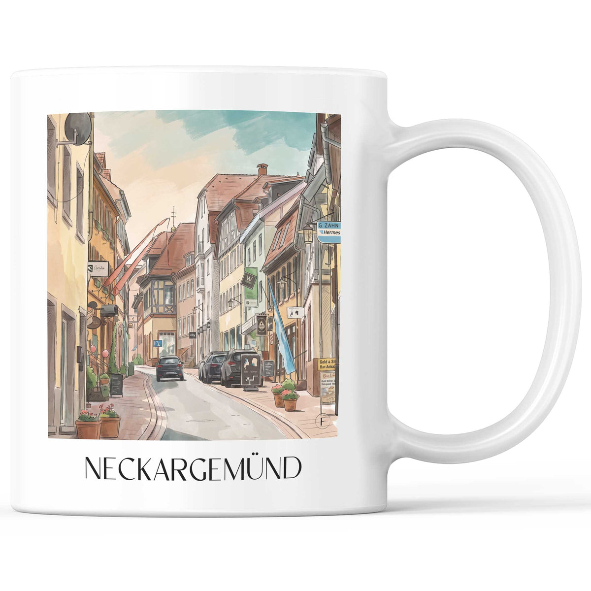 Neckargemünd Kaffeebecher - Neckartal - Deutschland Becher - Kaffeetasse im Aquarell Stil - favplace