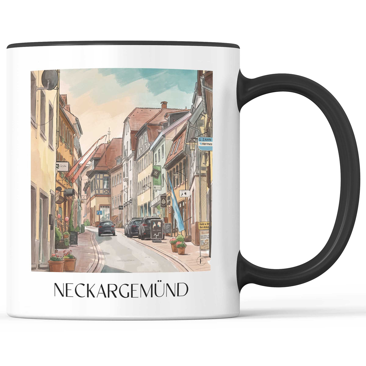 Neckargemünd Kaffeebecher - Neckartal - Deutschland Becher - Kaffeetasse im Aquarell Stil - favplace