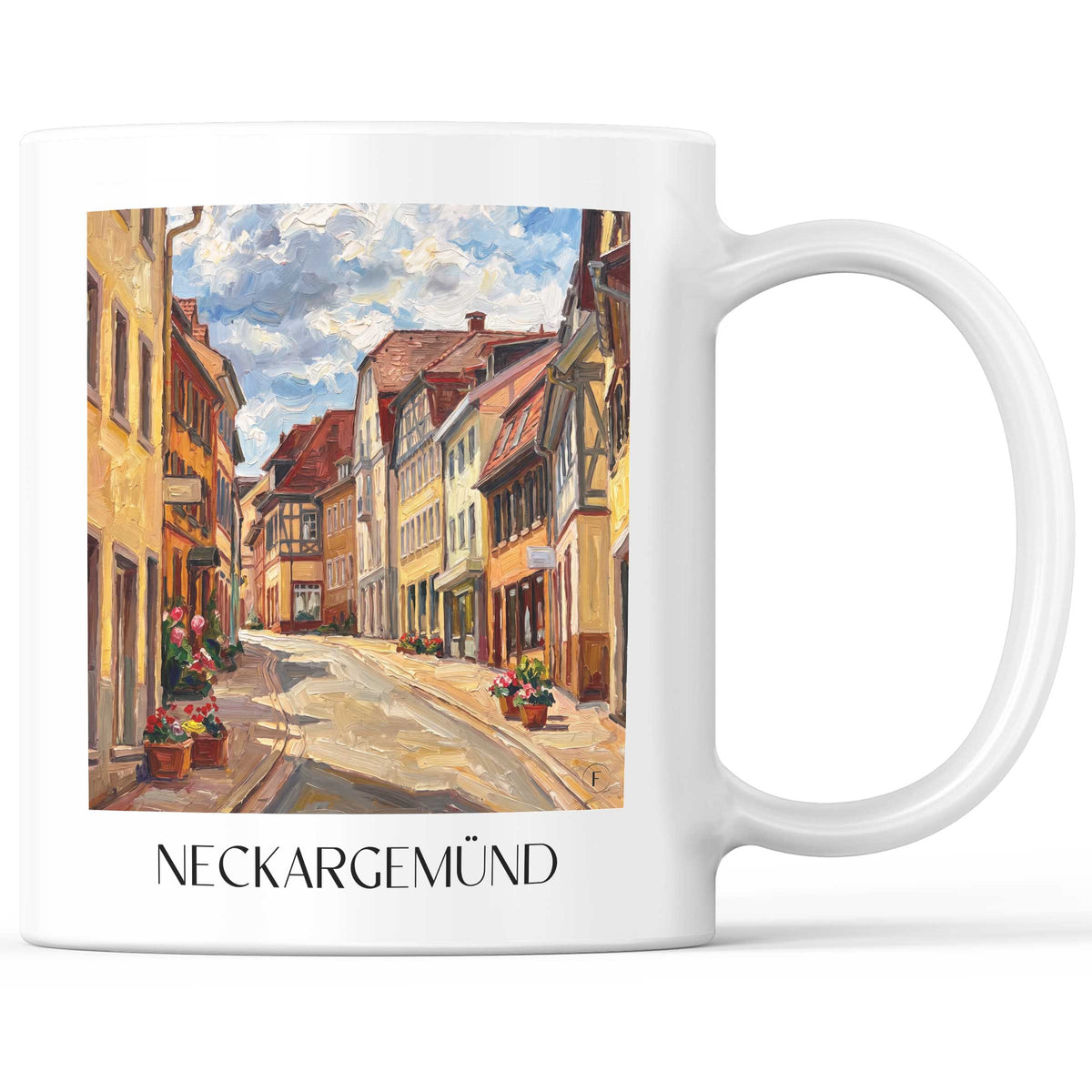 Neckargemünd Kaffeebecher - Neckartal - Deutschland Becher - Kaffeetasse im Ölgemälde Stil - favplace