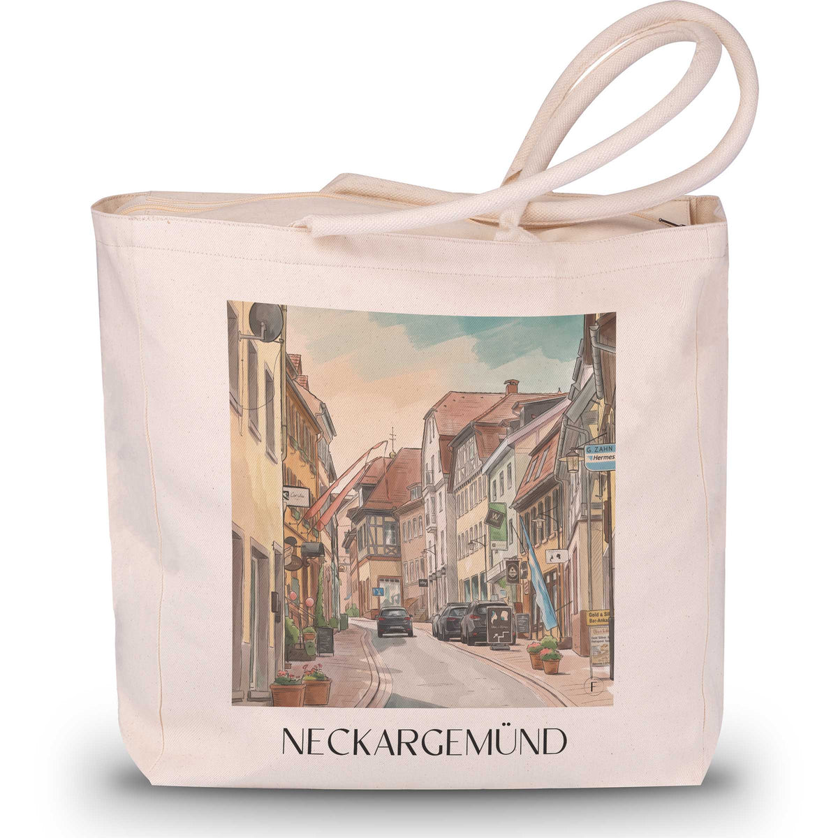 Neckargemünd Shopping Tasche - Neckartal - Deutschland Tote Bag - Einkaufstasche im Aquarell Stil - favplace